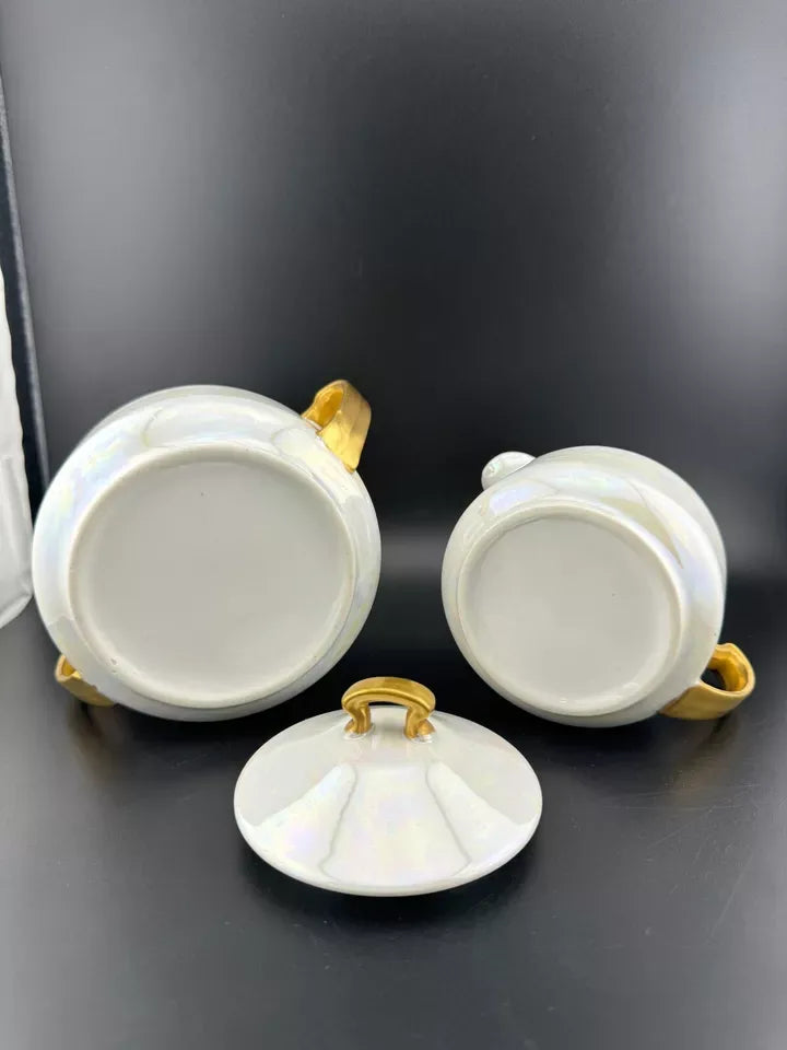 Vintage Lusterware Sugar Bowl and Creamer Set