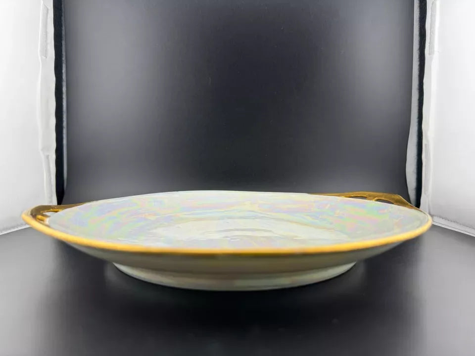 Vintage German Lusterware Round Handled Serving Plate