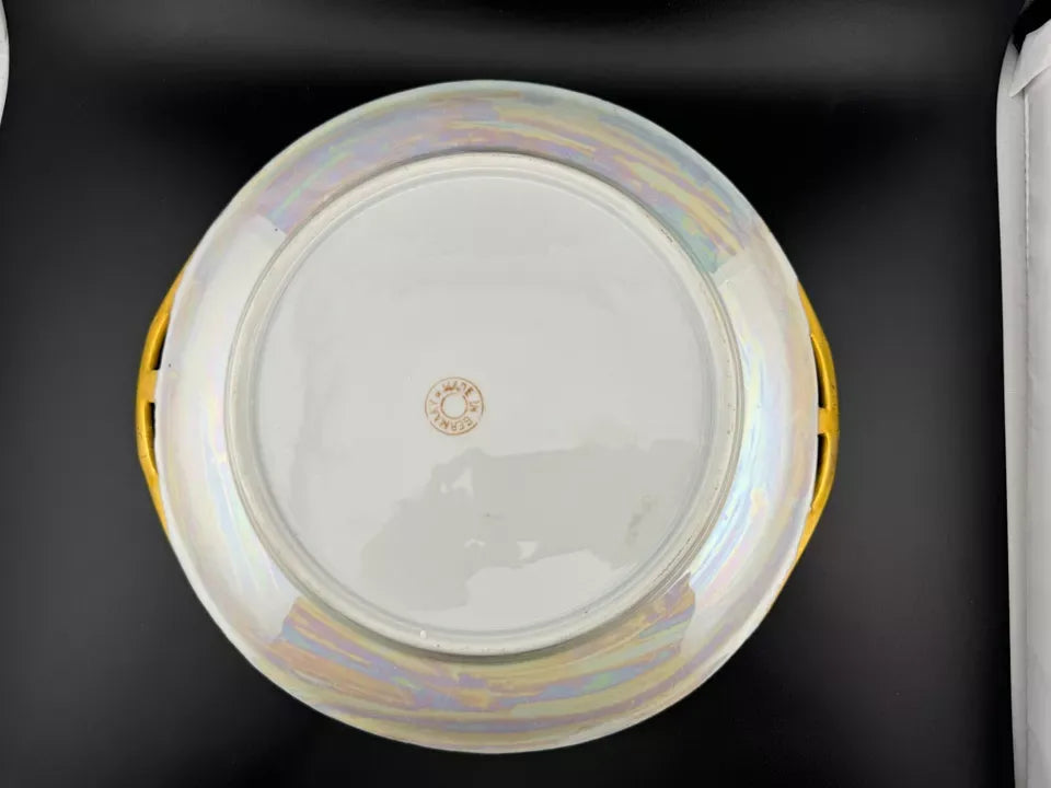 Vintage German Lusterware Round Handled Serving Plate