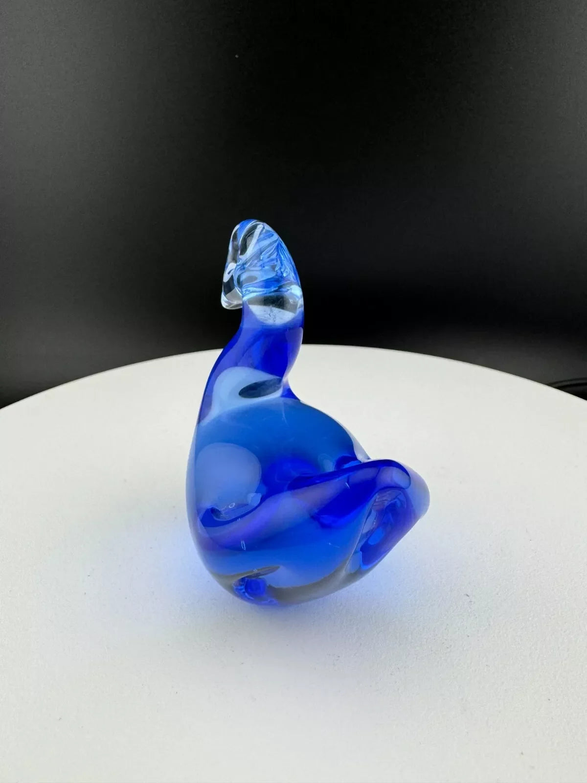 Cobalt Blue Glass Swan Figurine/Paperweight