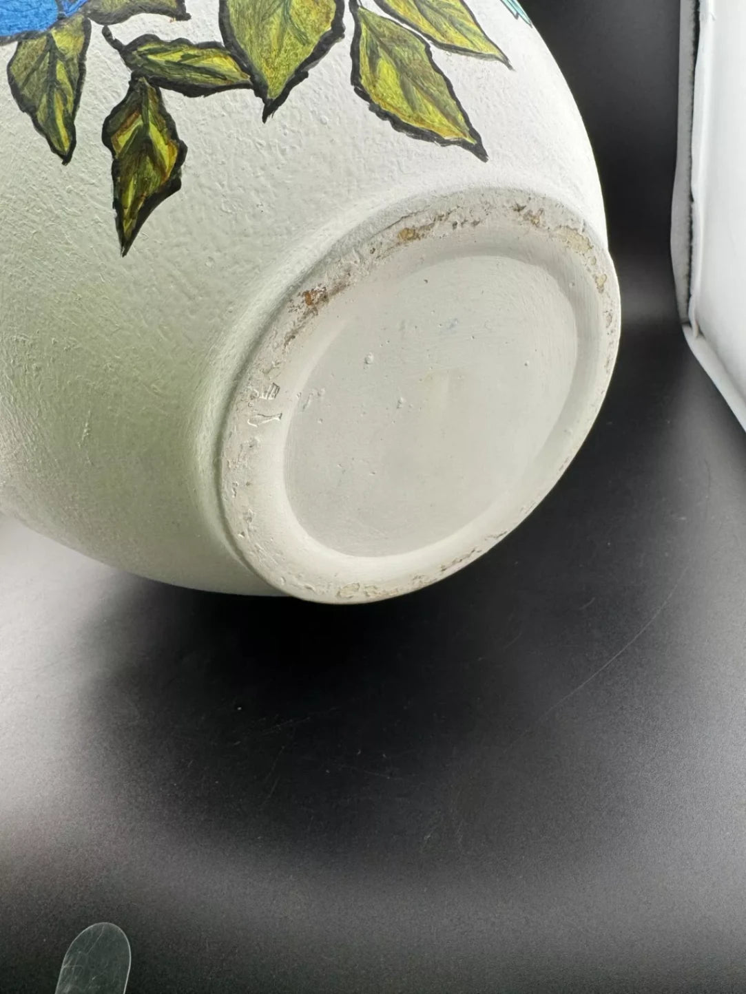 Large Hand-Painted Ceramic Vase Blue Poppy
