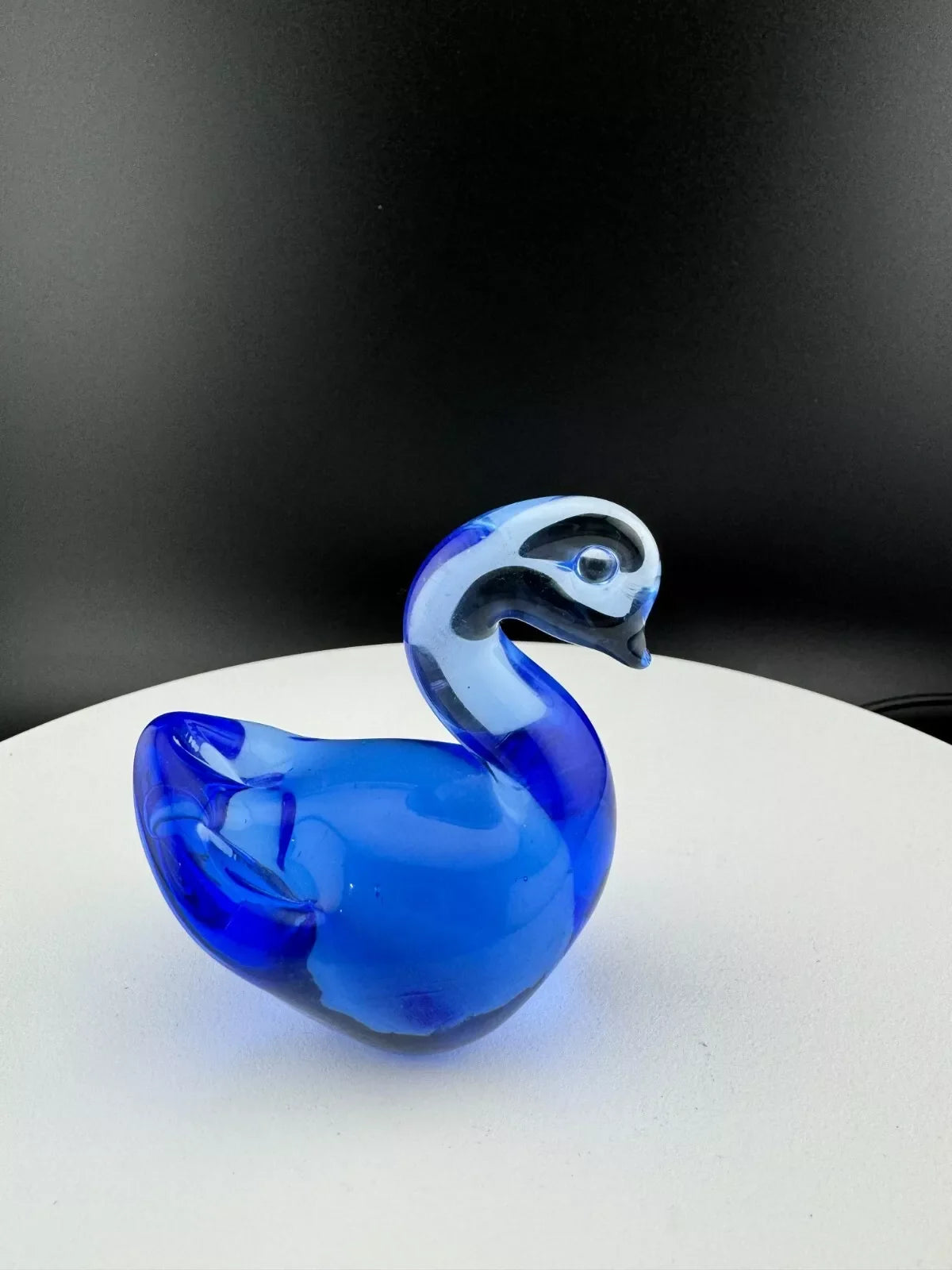 Cobalt Blue Glass Swan Figurine/Paperweight
