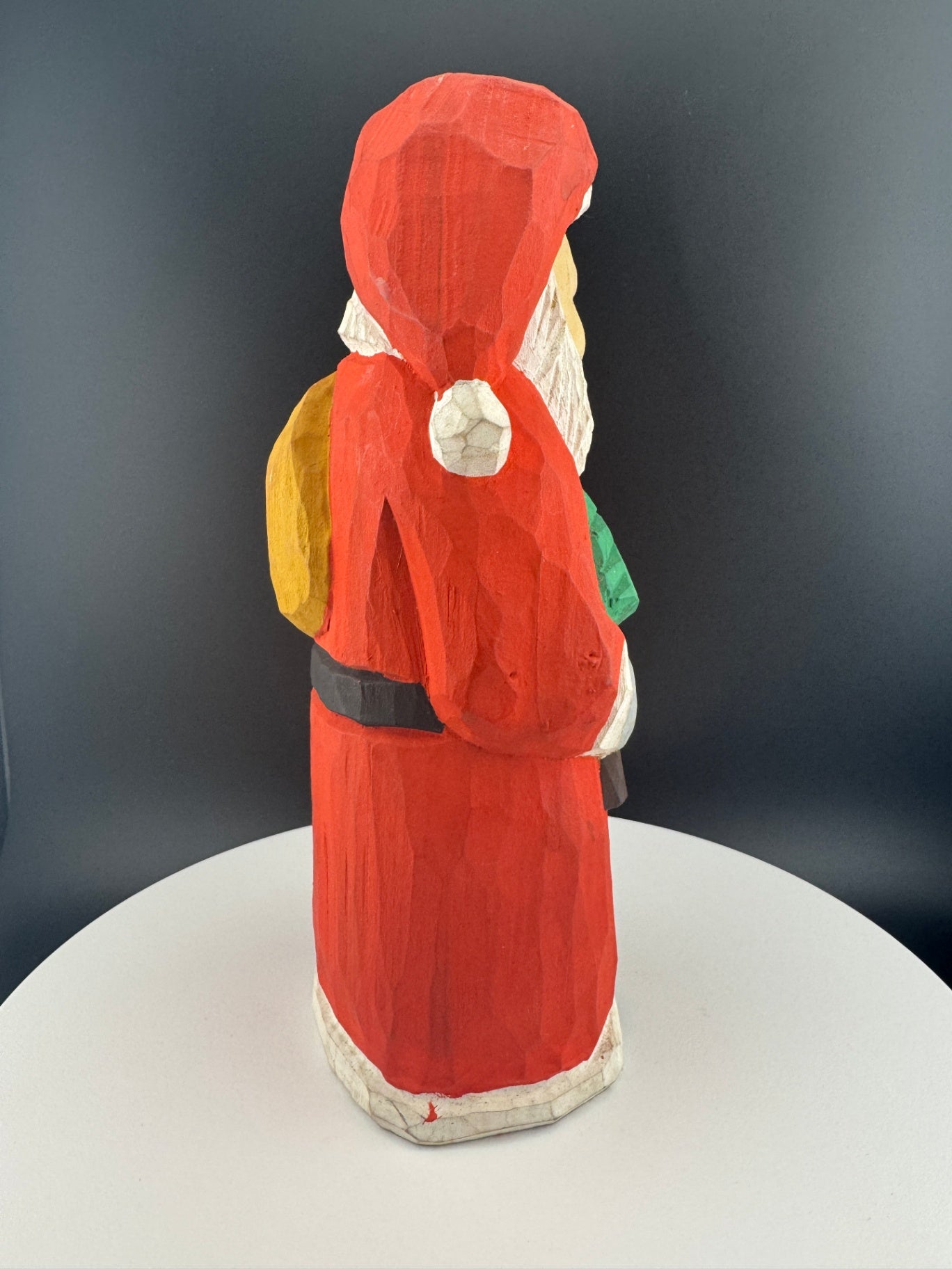 Hand-Carved Folk Santa Claus Statue