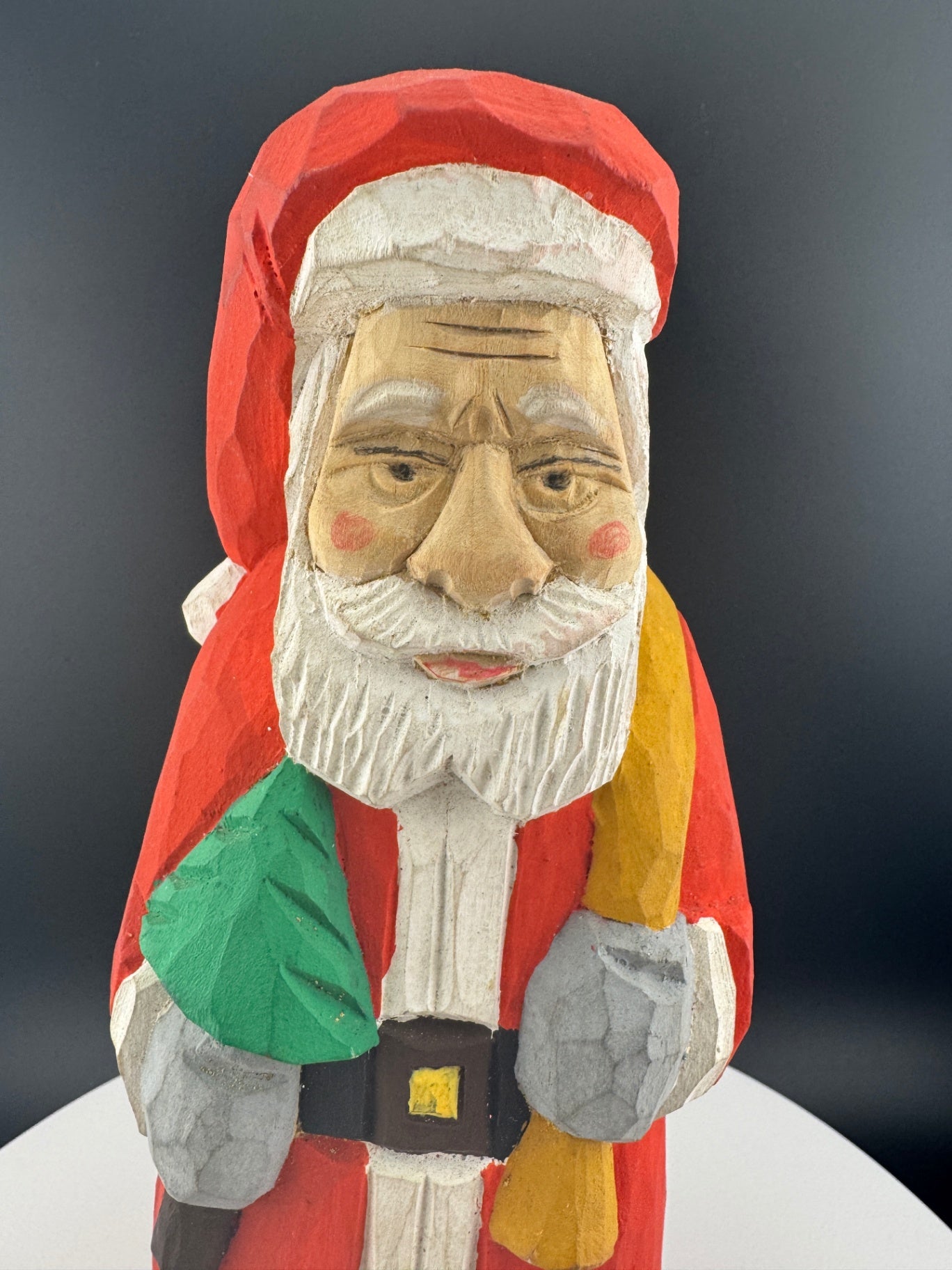 Hand-Carved Folk Santa Claus Statue