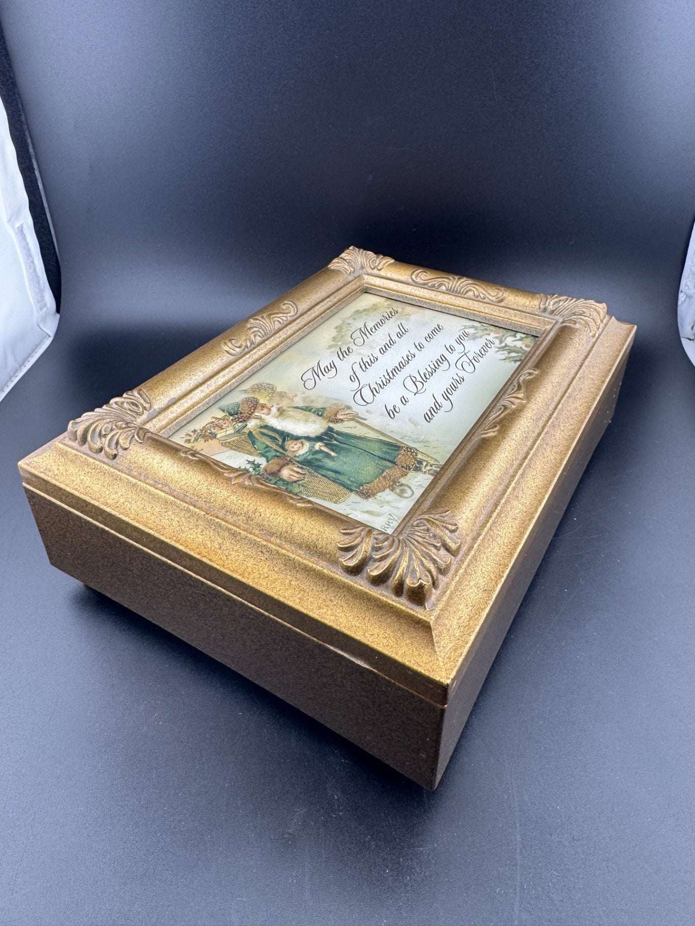 Golden Holiday Musical Jewelry Box