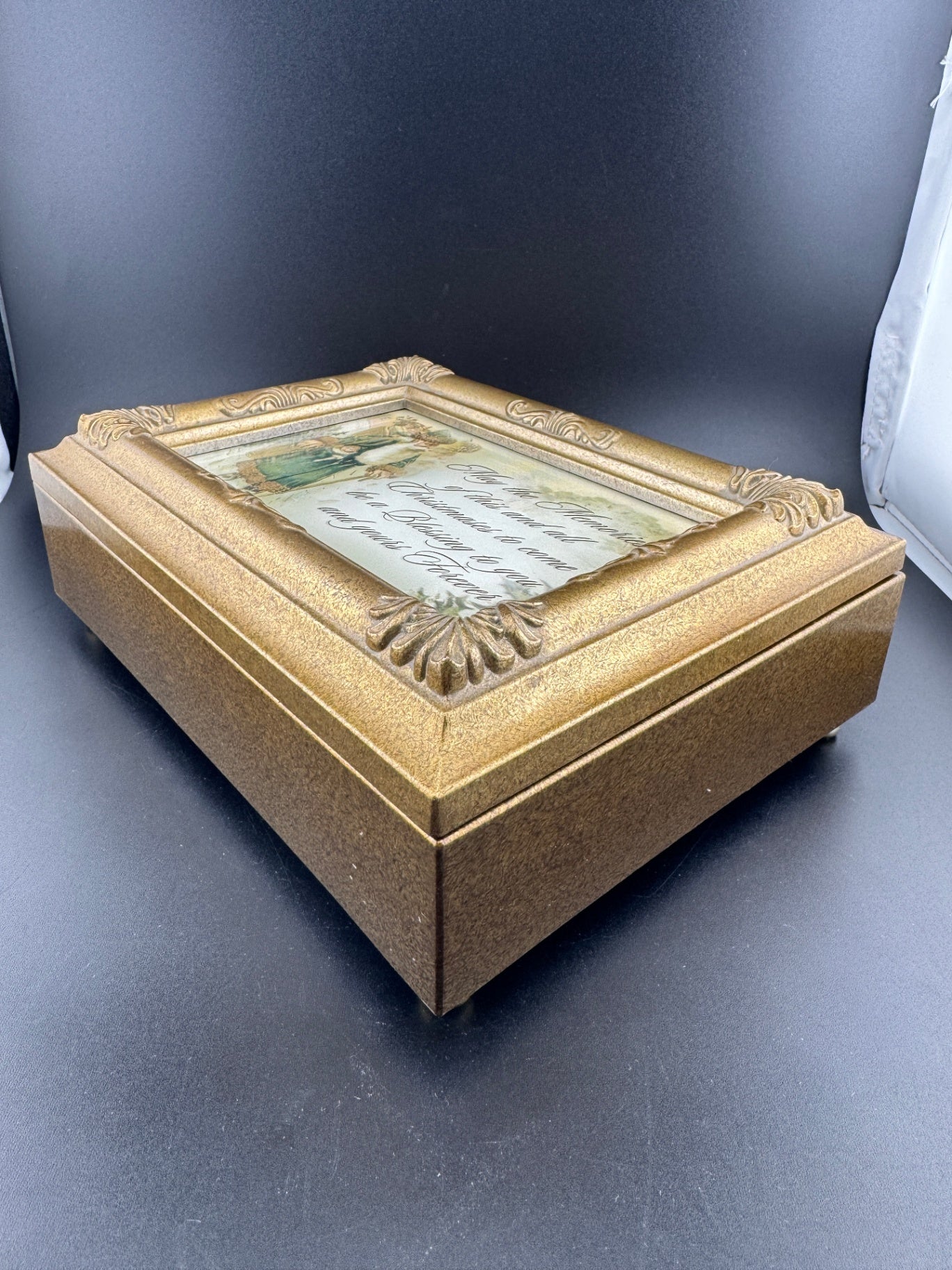 Golden Holiday Musical Jewelry Box