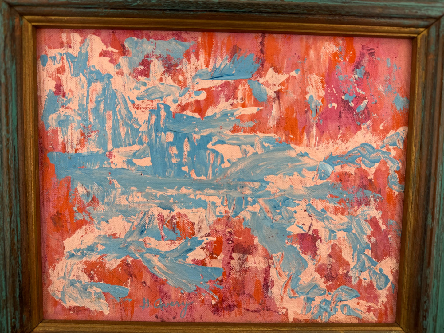 Original Framed Acrylic Painting "Blue Horse" by Guy Avery