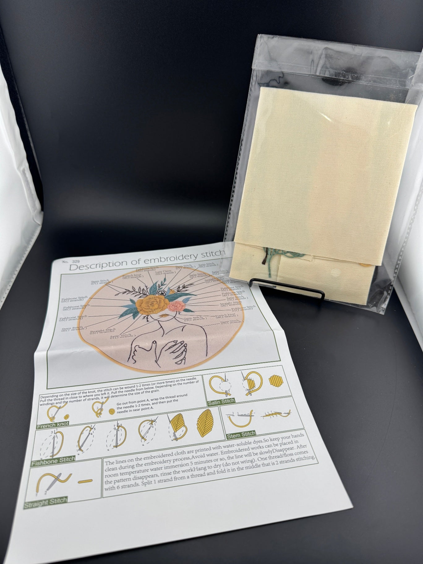 New Outline of Woman with Floral Crown Embroidery Kit - No. 329