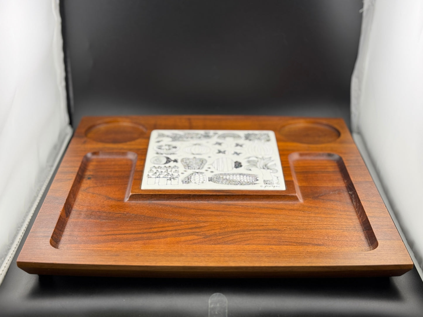 Mid Century Teak Cheese Tray by Georges Briard