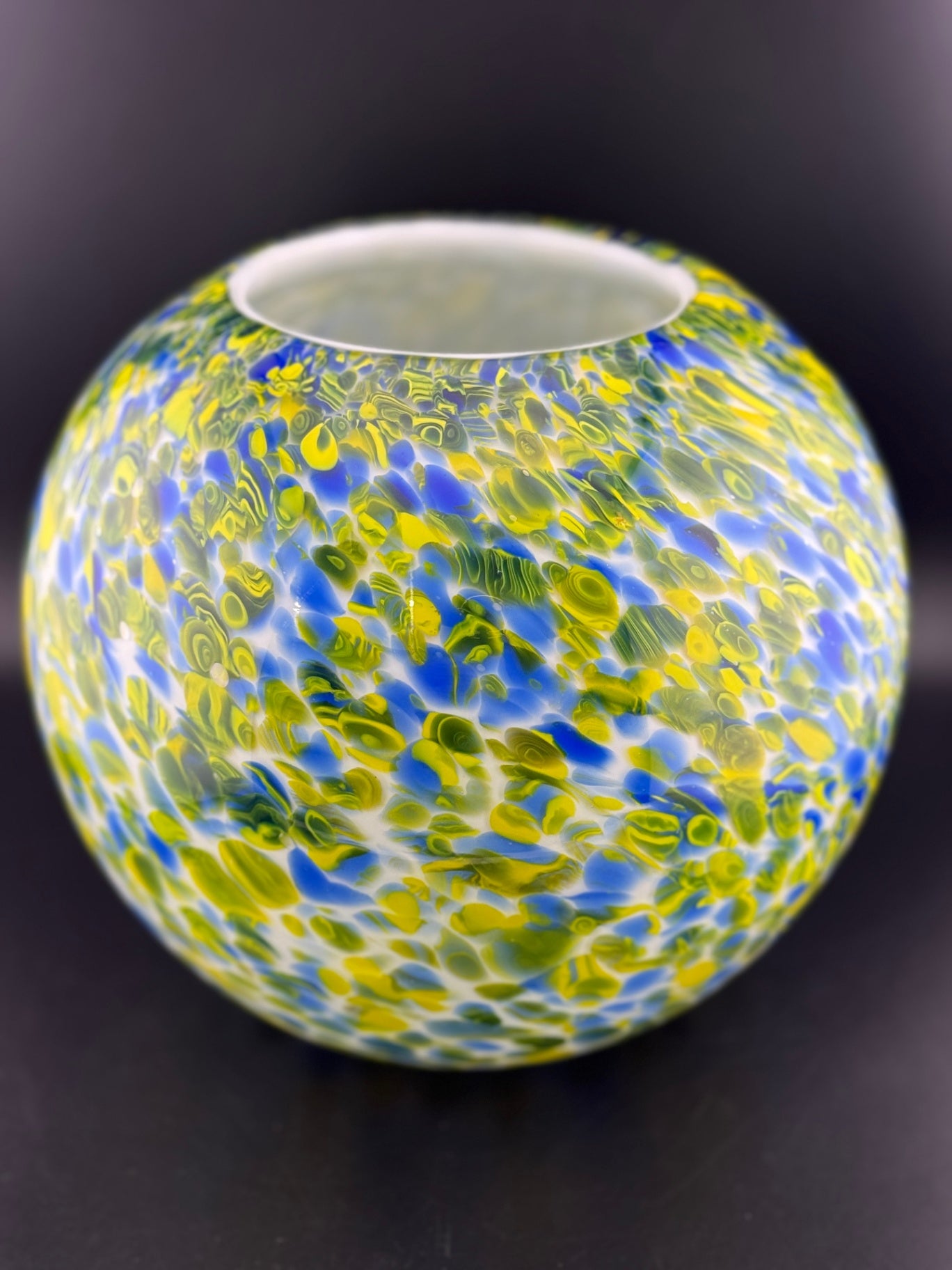 Yellow & Blue Swirl Glass Vase