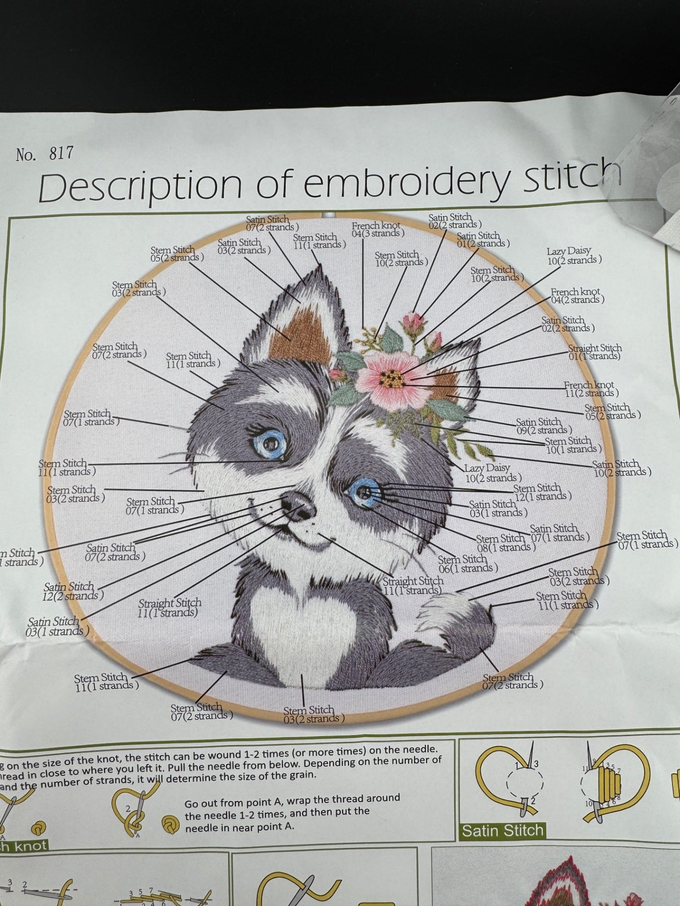 New Dog Embroidery Kit - Husky - No. 817