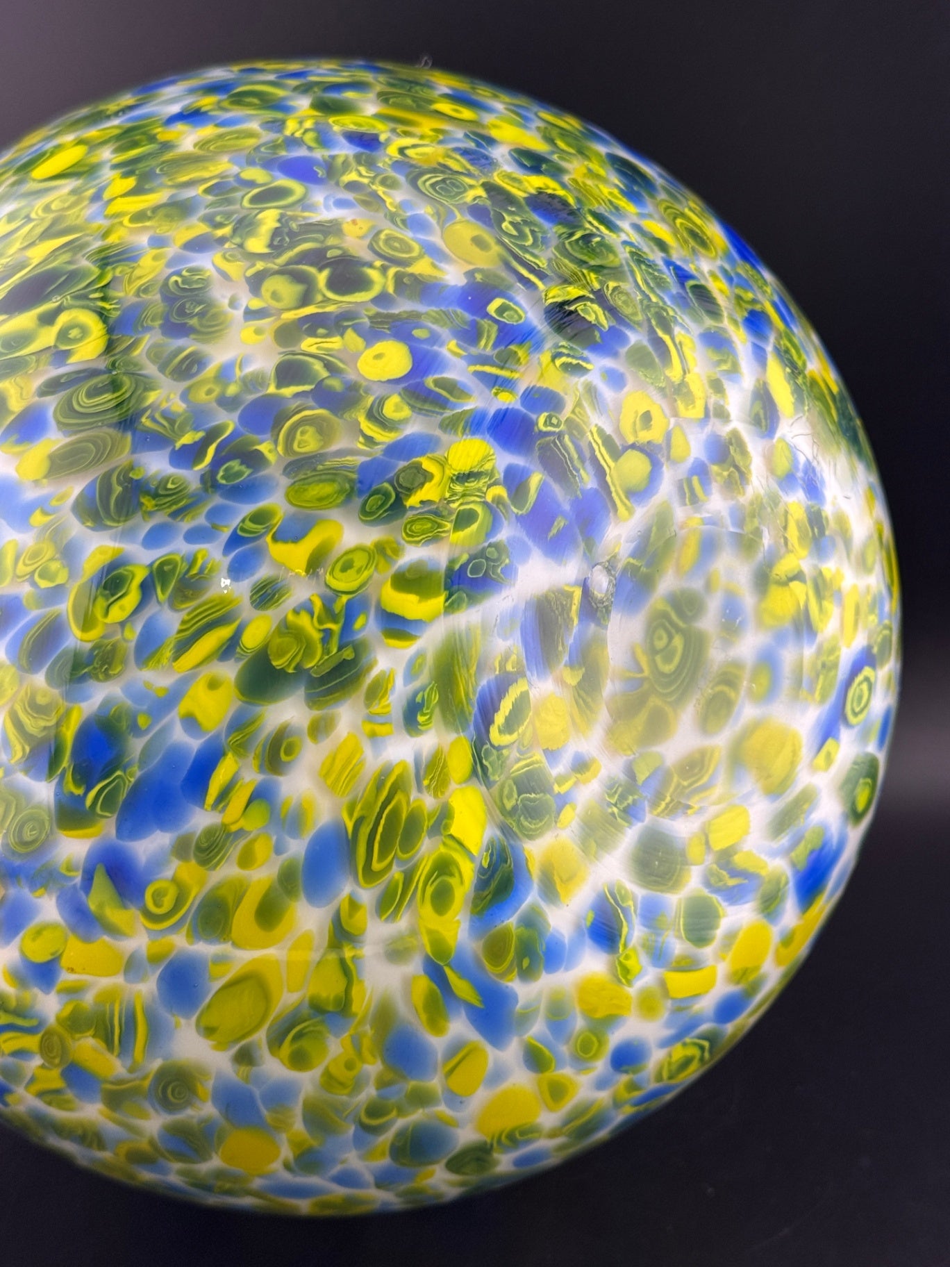 Yellow & Blue Swirl Glass Vase