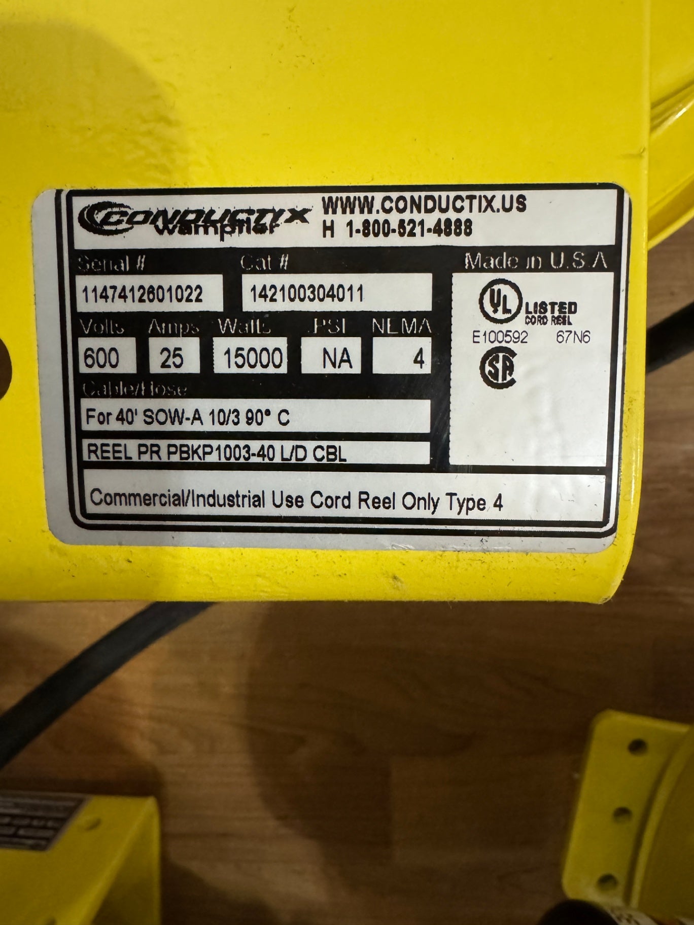 Conductix wampfler Commercial/Industrial Cord Reel - 220 amp