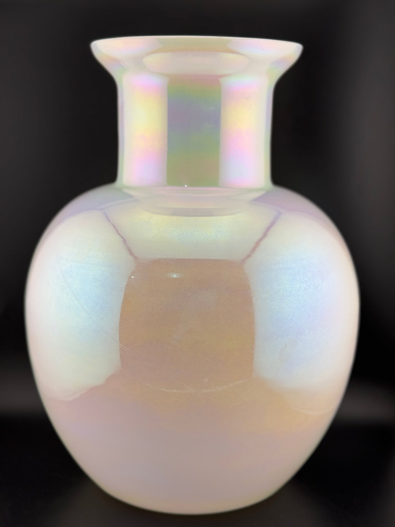 American Hand Blown Glass Opalescent Vase