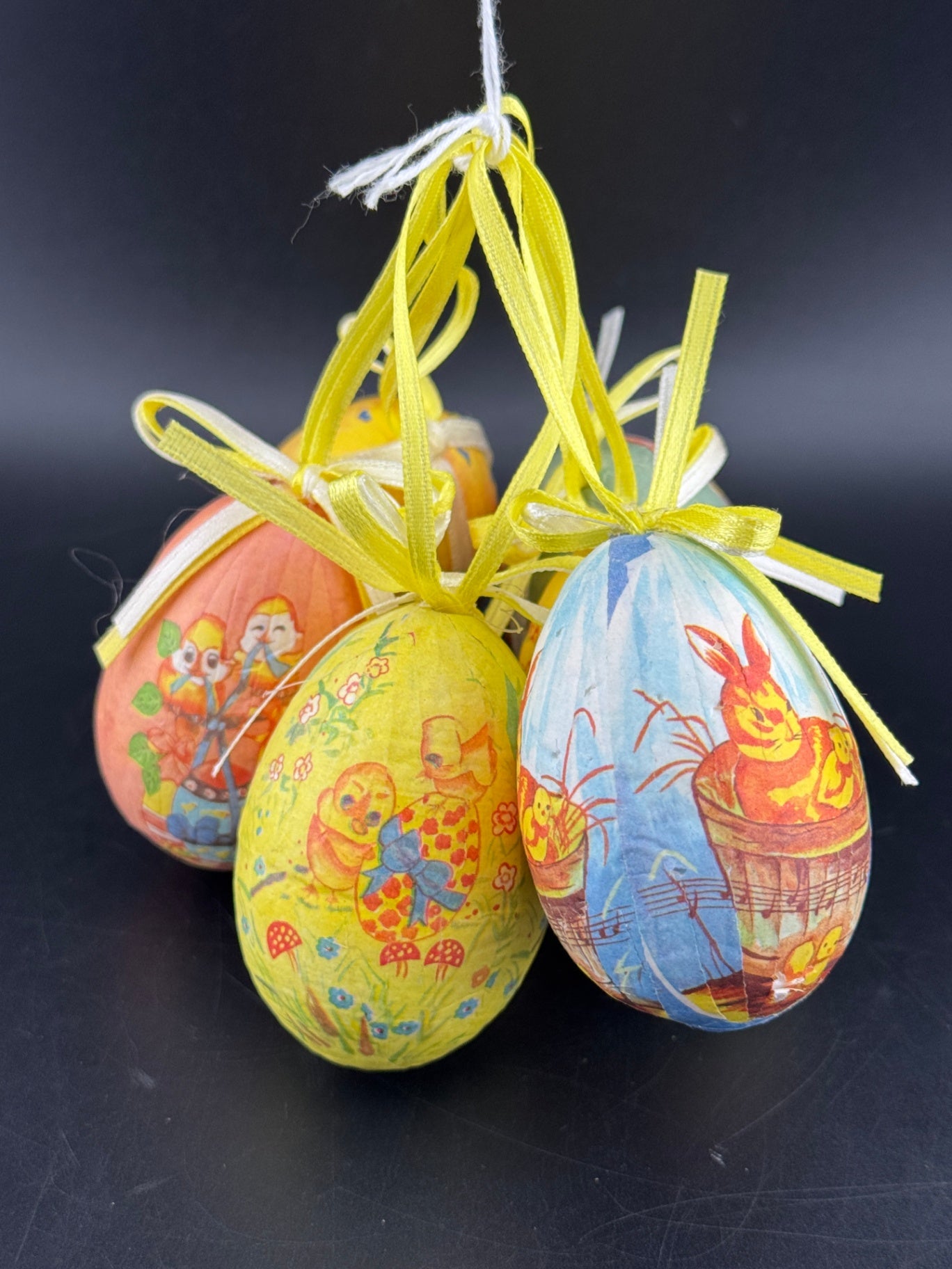 Vintage Paper Mache Easter Eggs - Set of 6