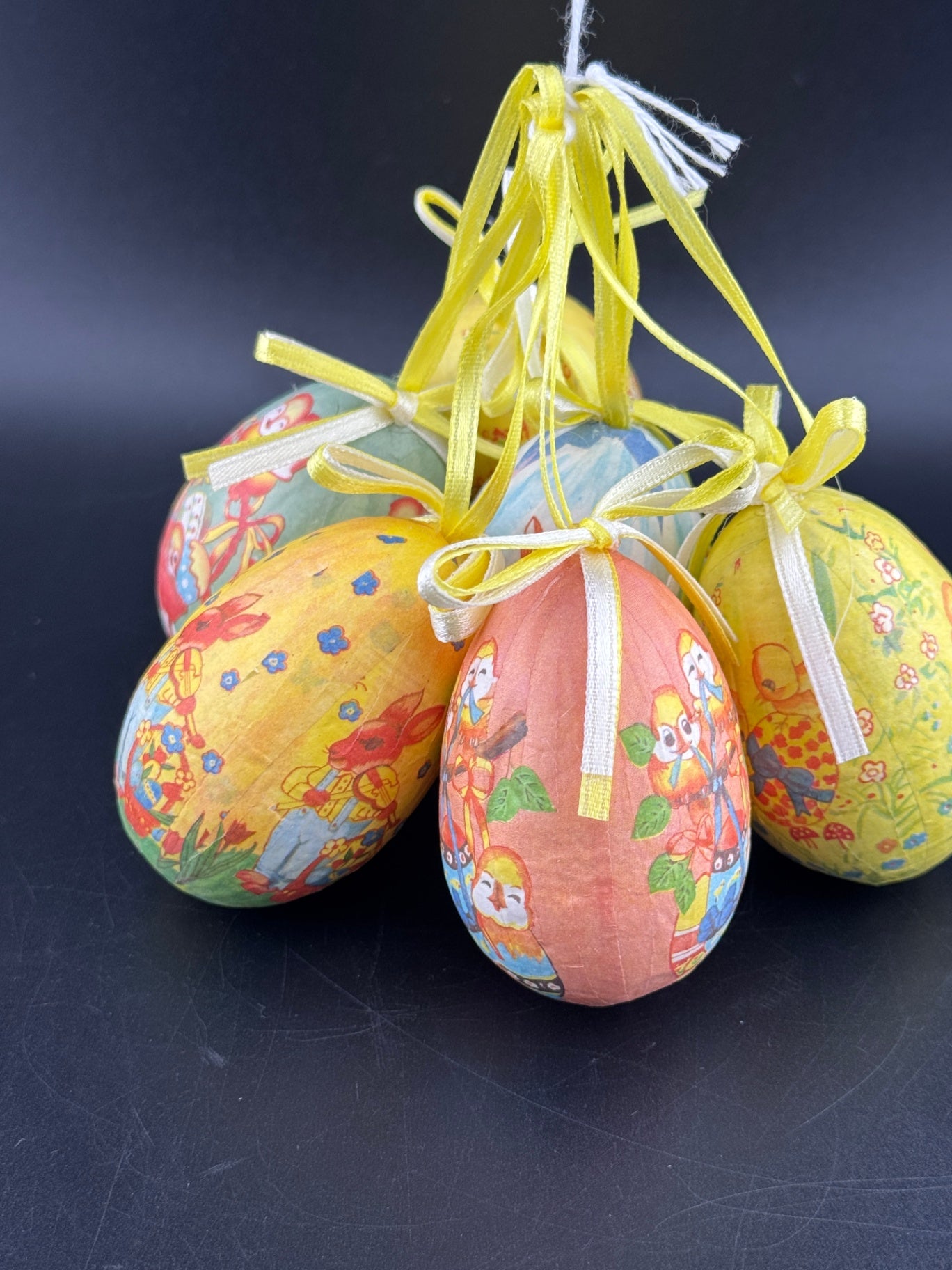 Vintage Paper Mache Easter Eggs - Set of 6