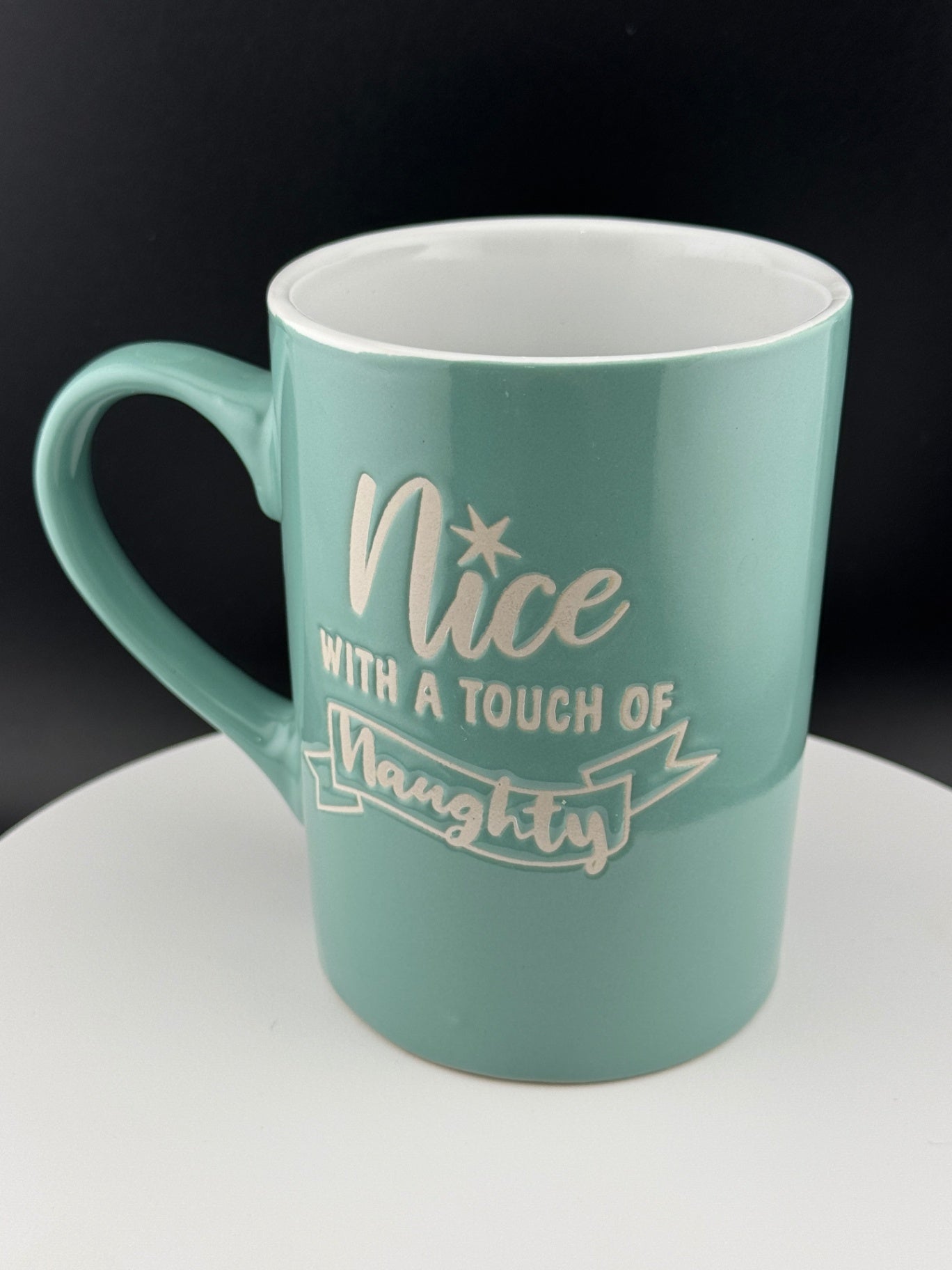 Nice with a Touch of Naughty Turquoise Mug by Fabulous Home