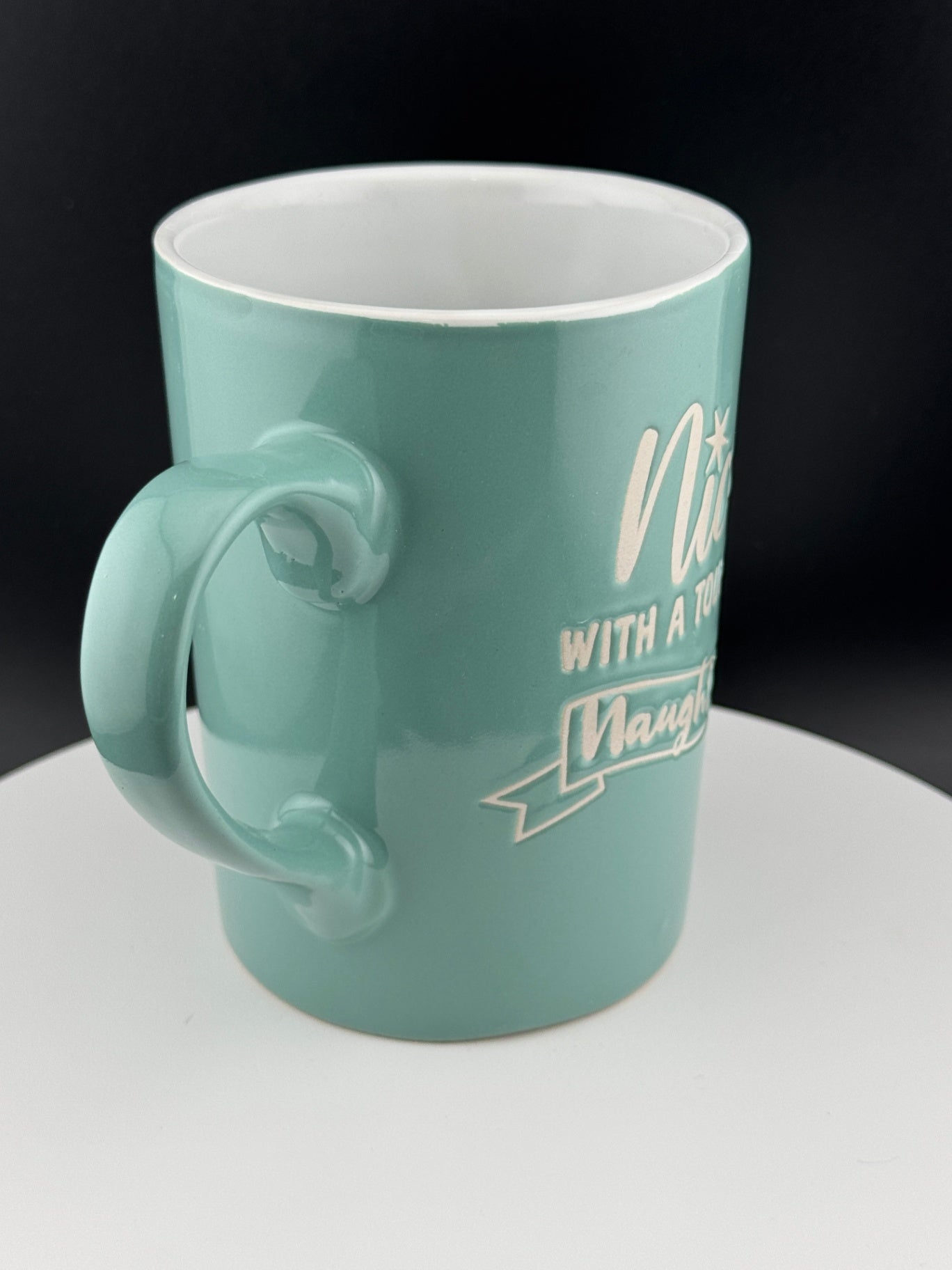 Nice with a Touch of Naughty Turquoise Mug by Fabulous Home