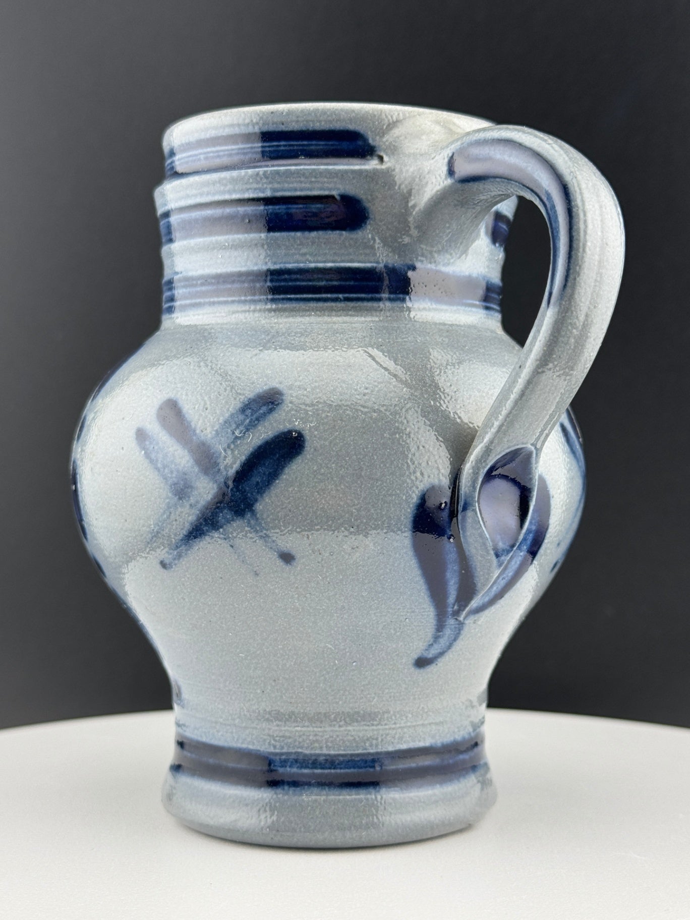 Unsigned Grey and Blue Salt Glaze Pitcher