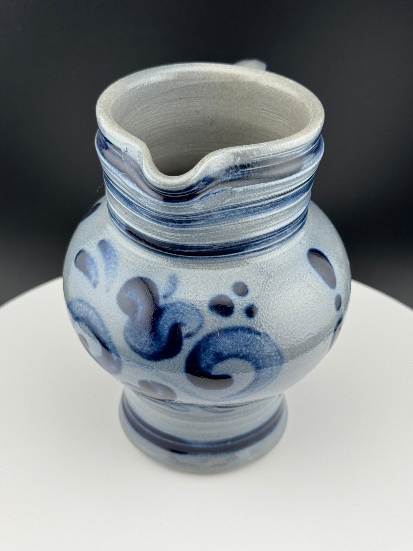 Unsigned Grey and Blue Salt Glaze Pitcher