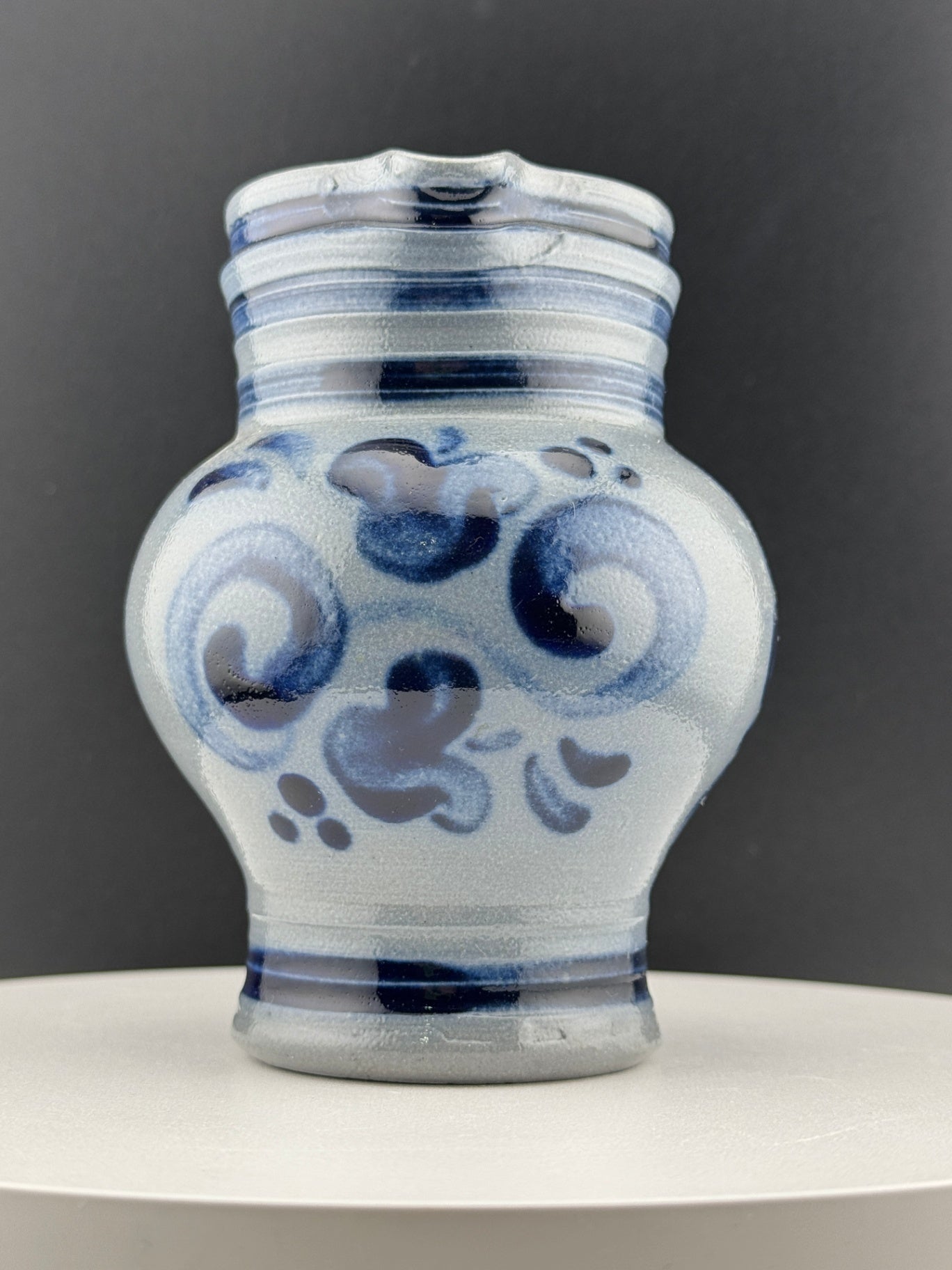 Unsigned Grey and Blue Salt Glaze Pitcher