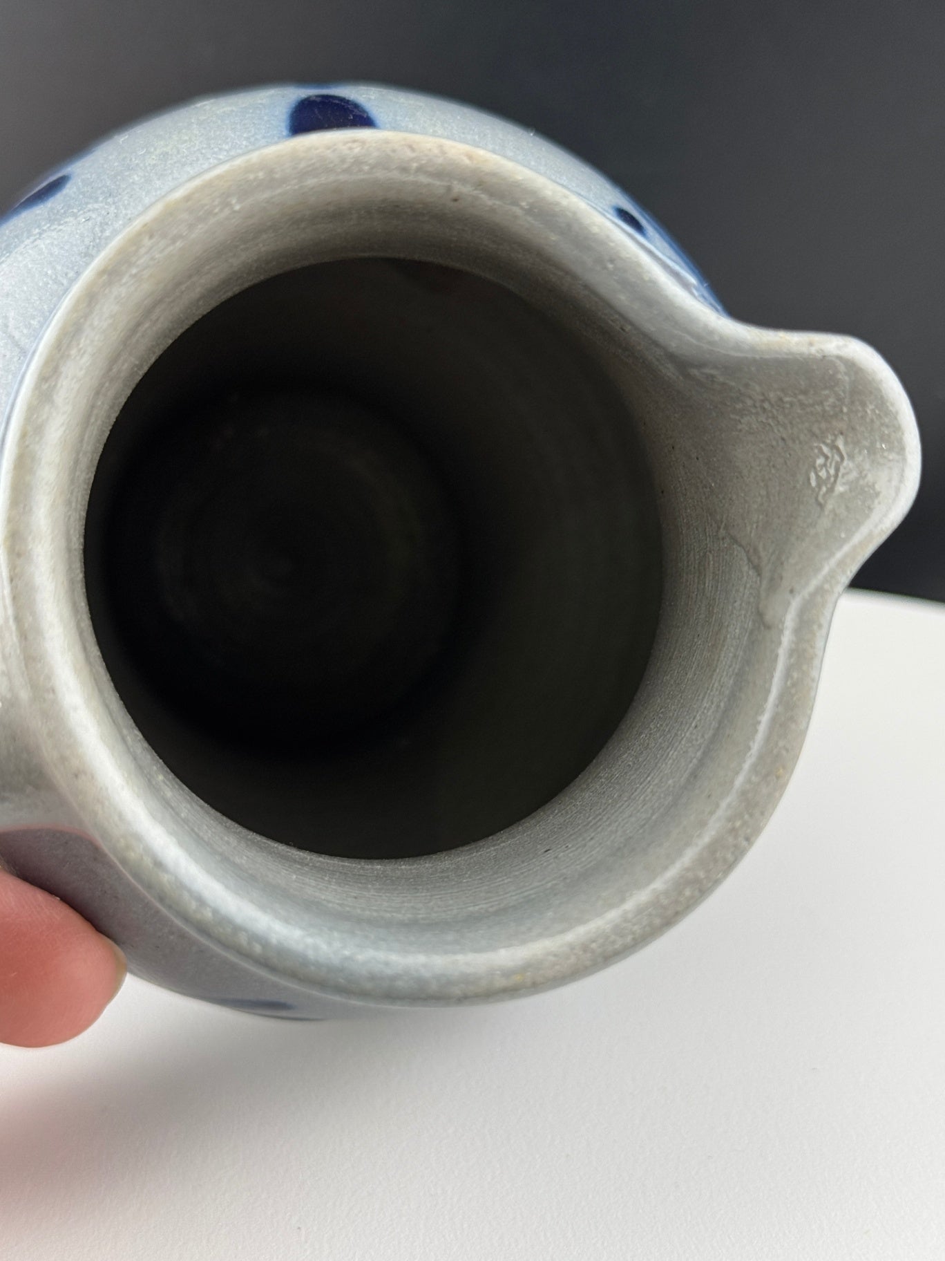 Unsigned Grey and Blue Salt Glaze Pitcher