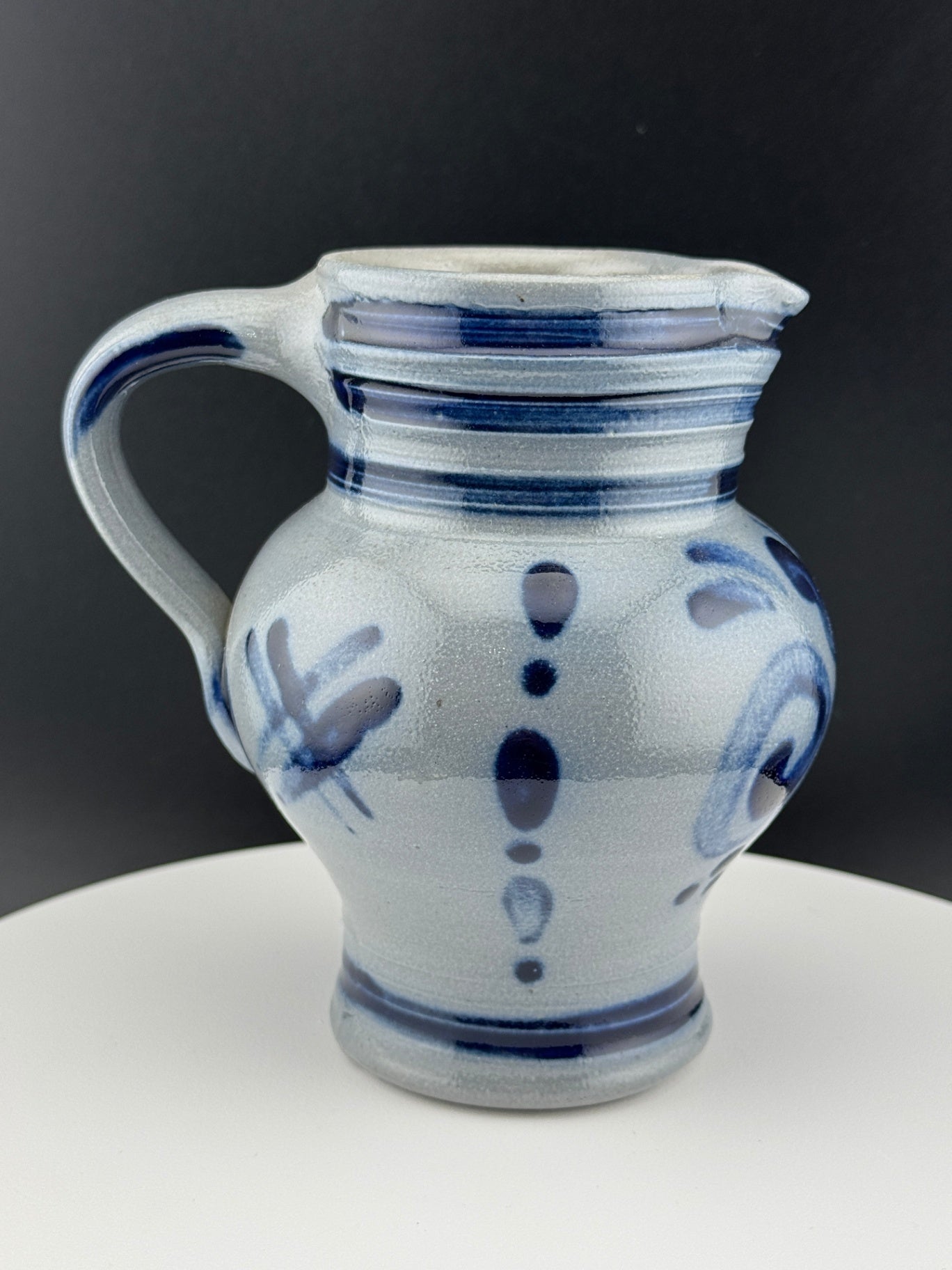 Unsigned Grey and Blue Salt Glaze Pitcher