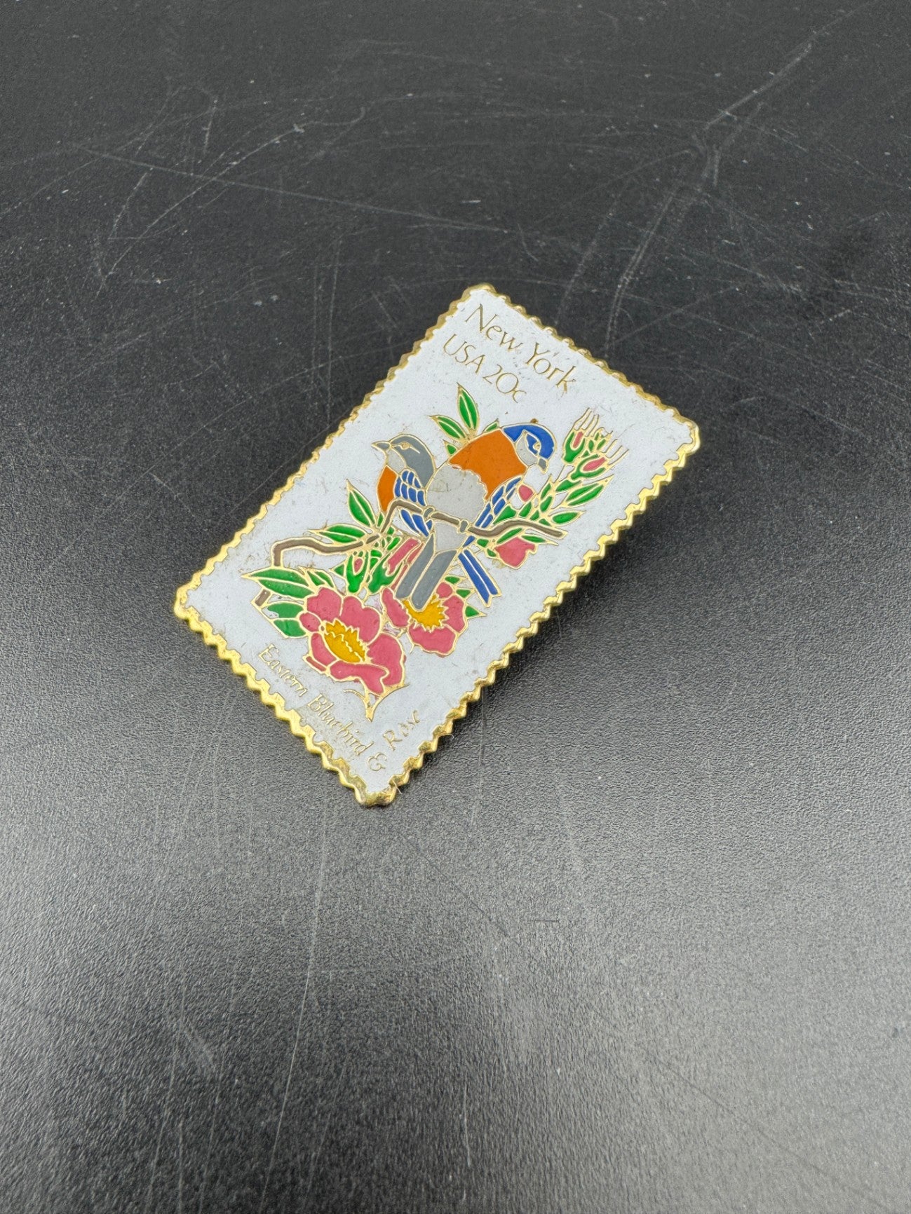 1982 Eastern Bluebird Postal Stamp Enamel Pin