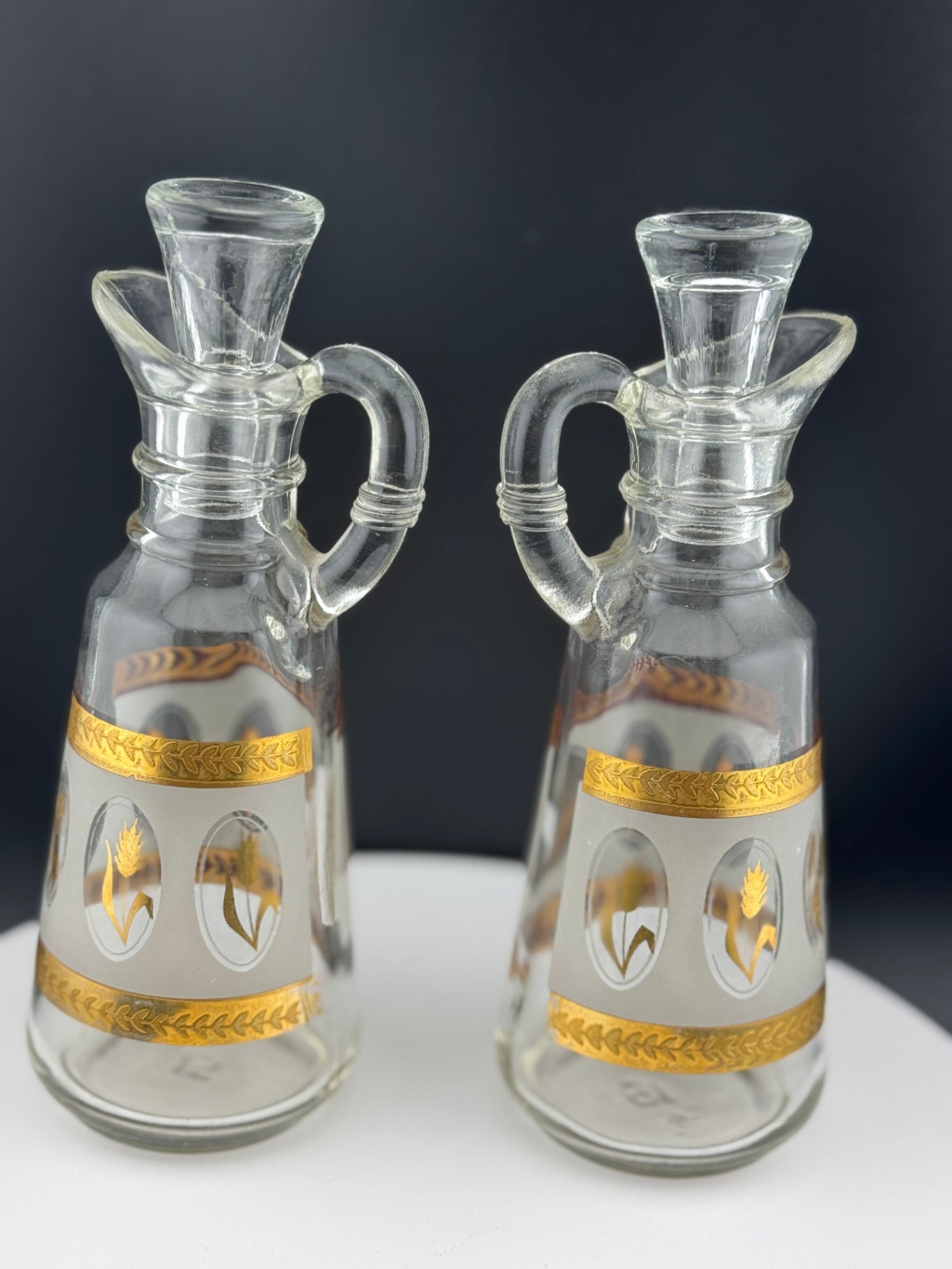Pair of Mid Century Anchor Hocking Oil/Vinegar Bottles