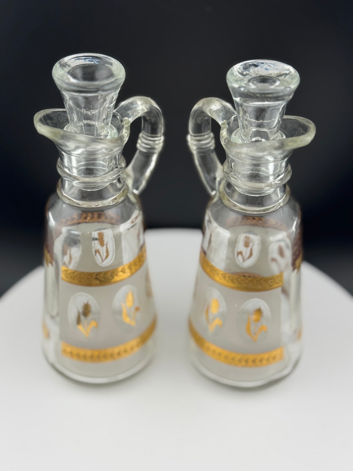 Pair of Mid Century Anchor Hocking Oil/Vinegar Bottles