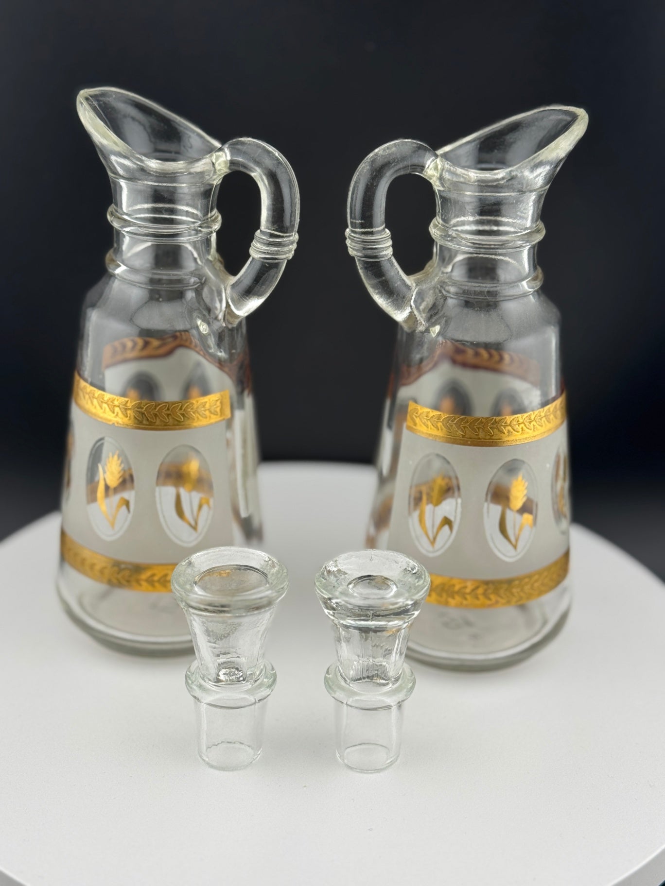 Pair of Mid Century Anchor Hocking Oil/Vinegar Bottles