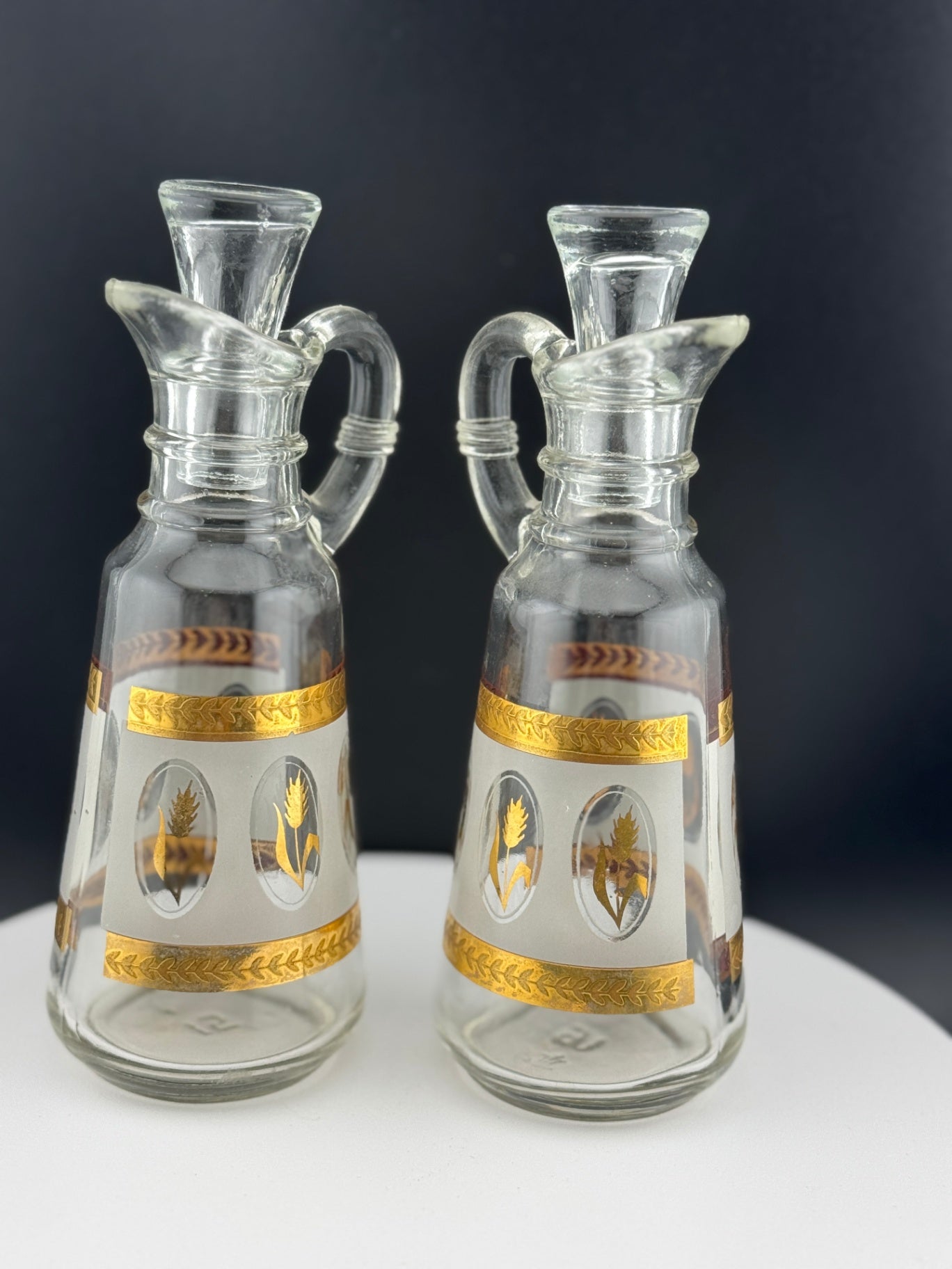 Pair of Mid Century Anchor Hocking Oil/Vinegar Bottles