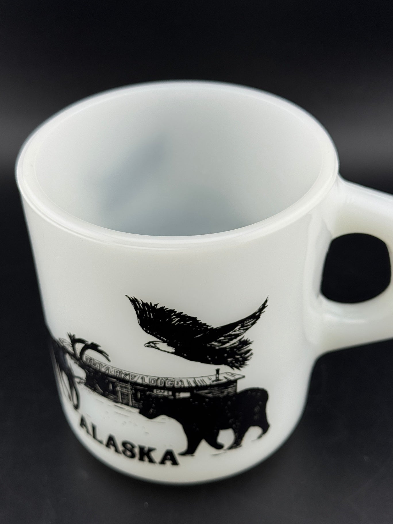 Vintage Galaxy Alaska Souvenir Milk Glass Mug