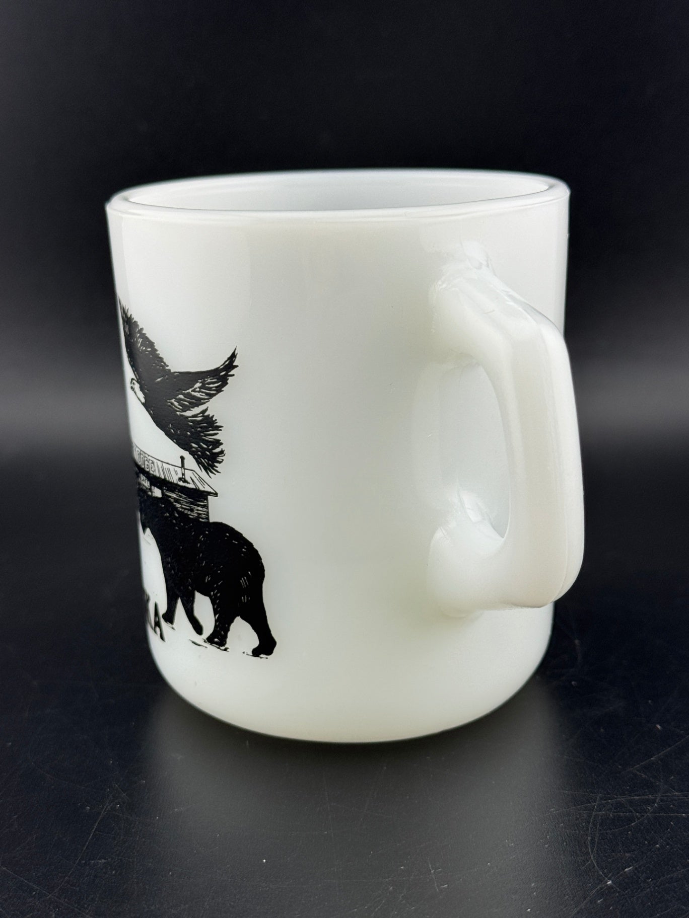 Vintage Galaxy Alaska Souvenir Milk Glass Mug