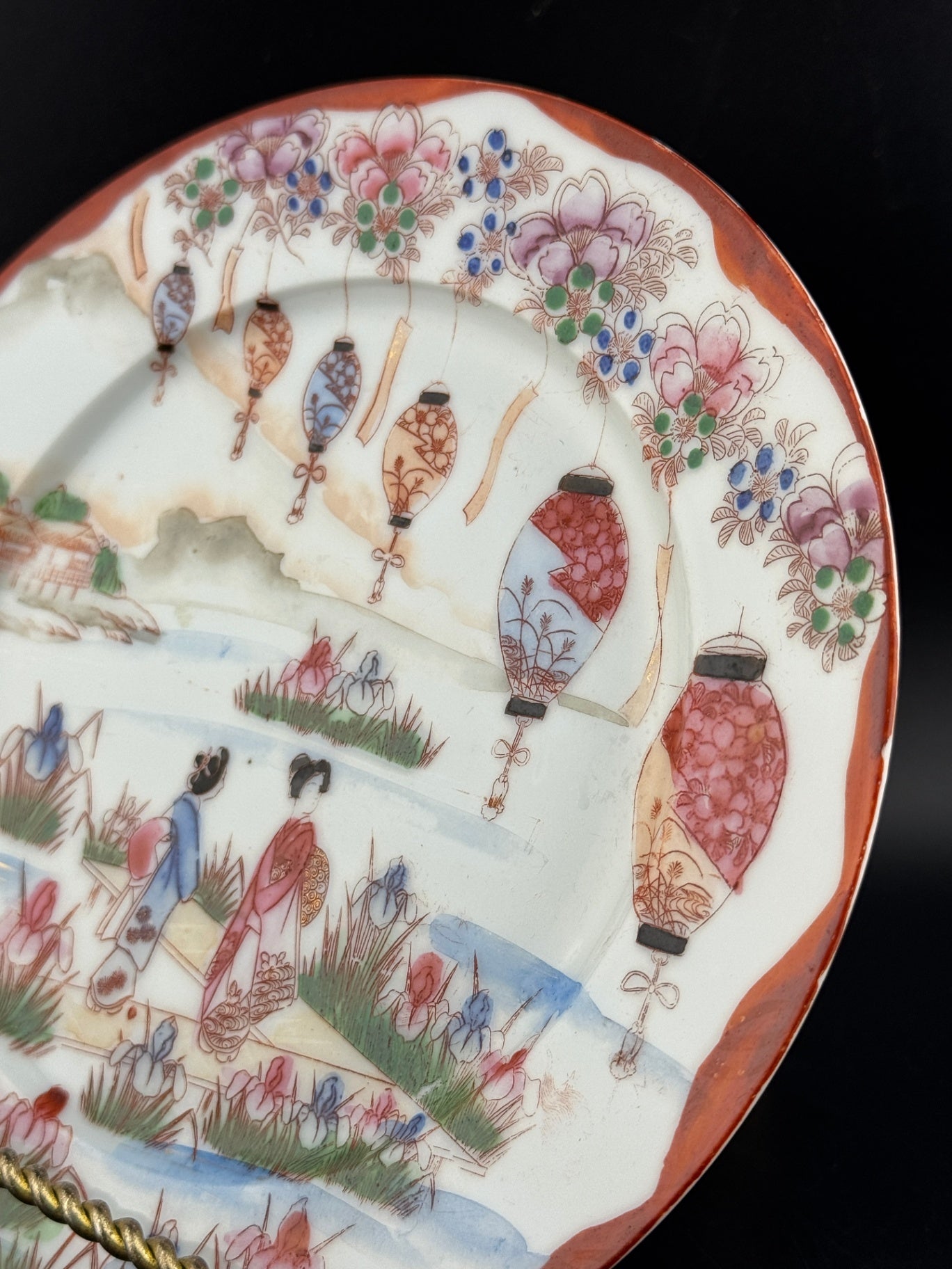 Vintage Kutani Handpainted Geisha Plate