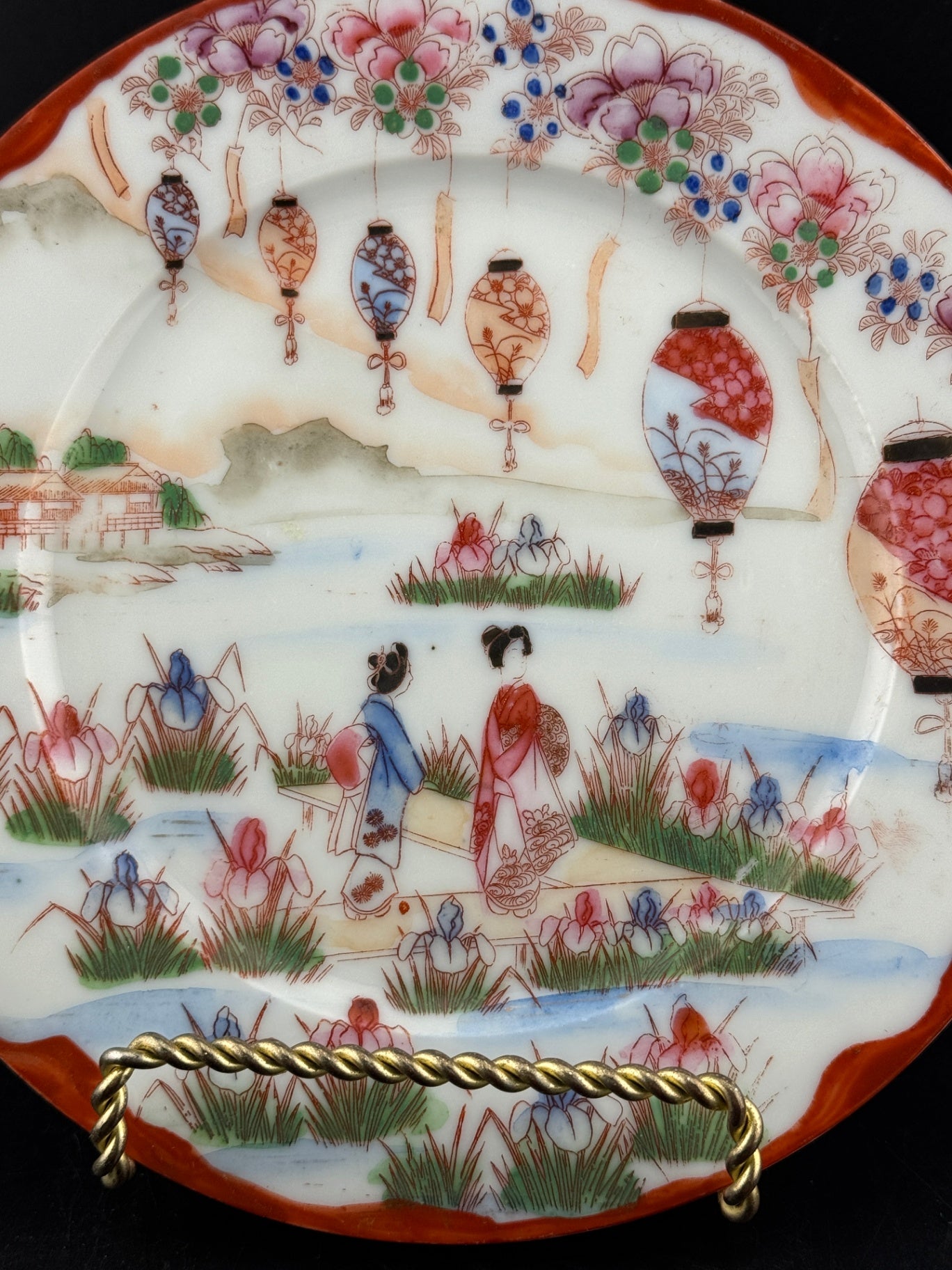 Vintage Kutani Handpainted Geisha Plate