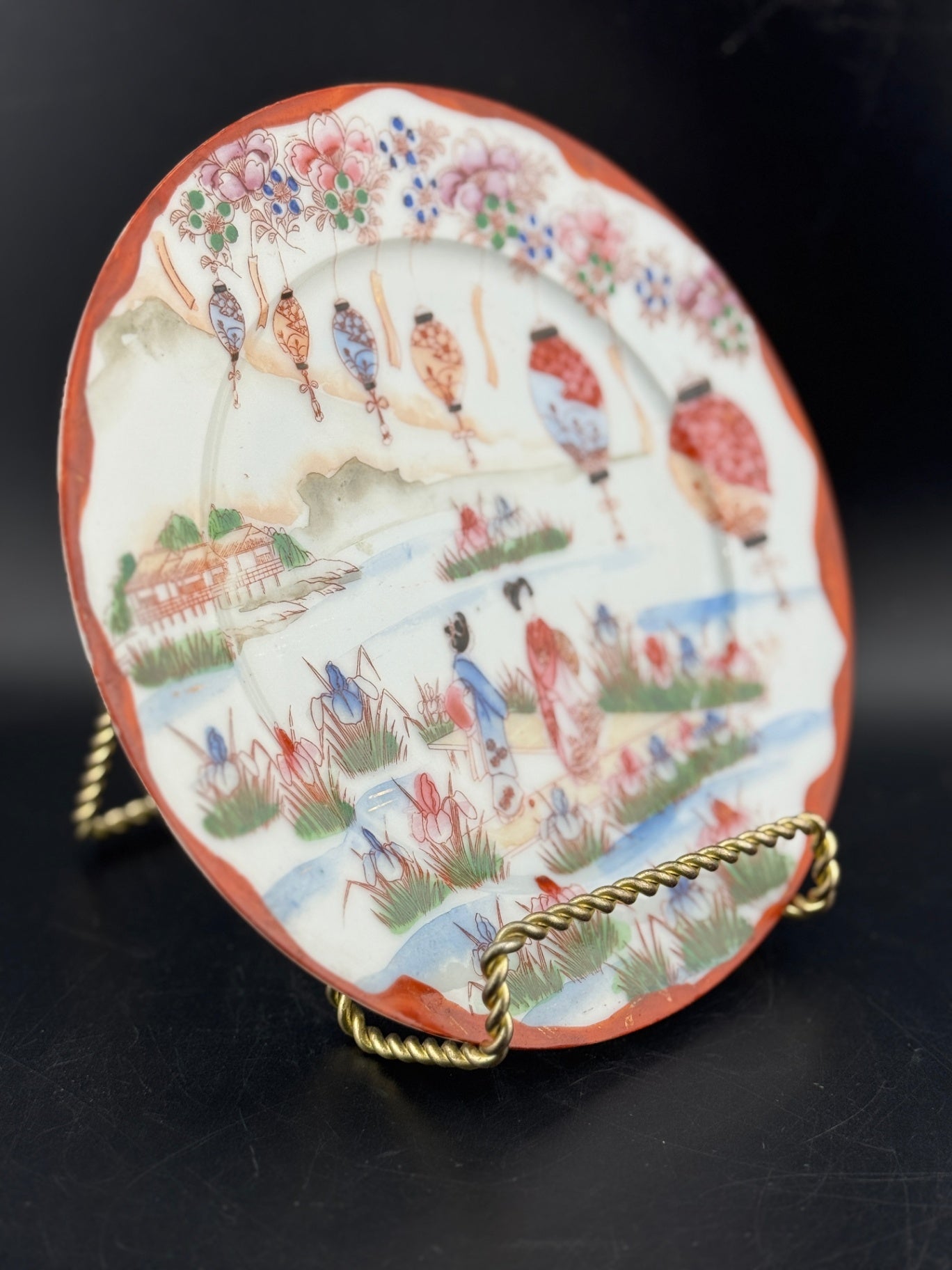 Vintage Kutani Handpainted Geisha Plate