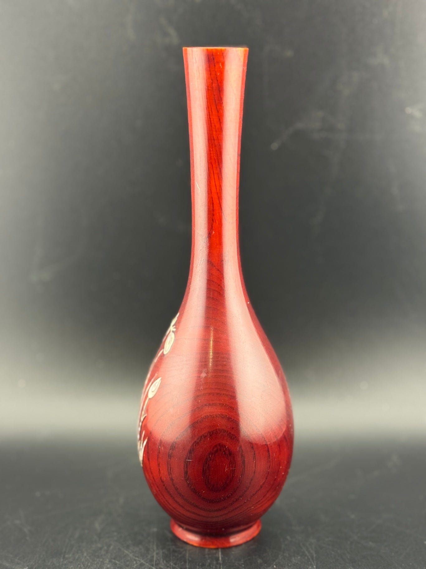Vintage Inlaid Abalone Shell Iris Flower Vase