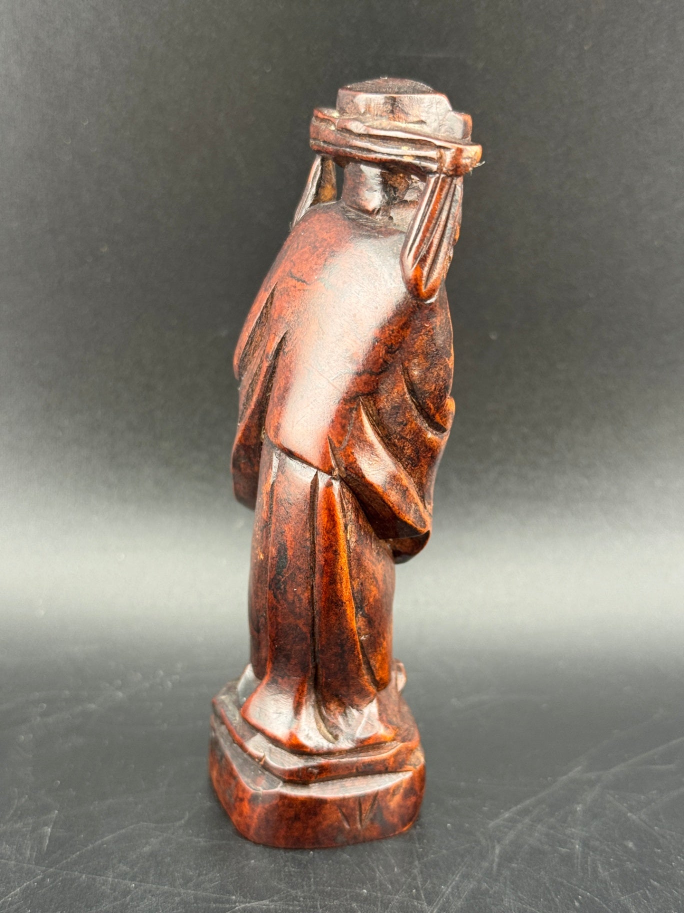 Vintage Carved Wood Figurine of Shou Lao, God of Longevity