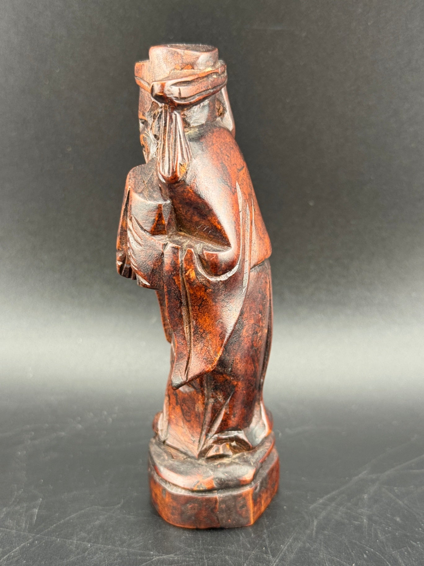 Vintage Carved Wood Figurine of Shou Lao, God of Longevity