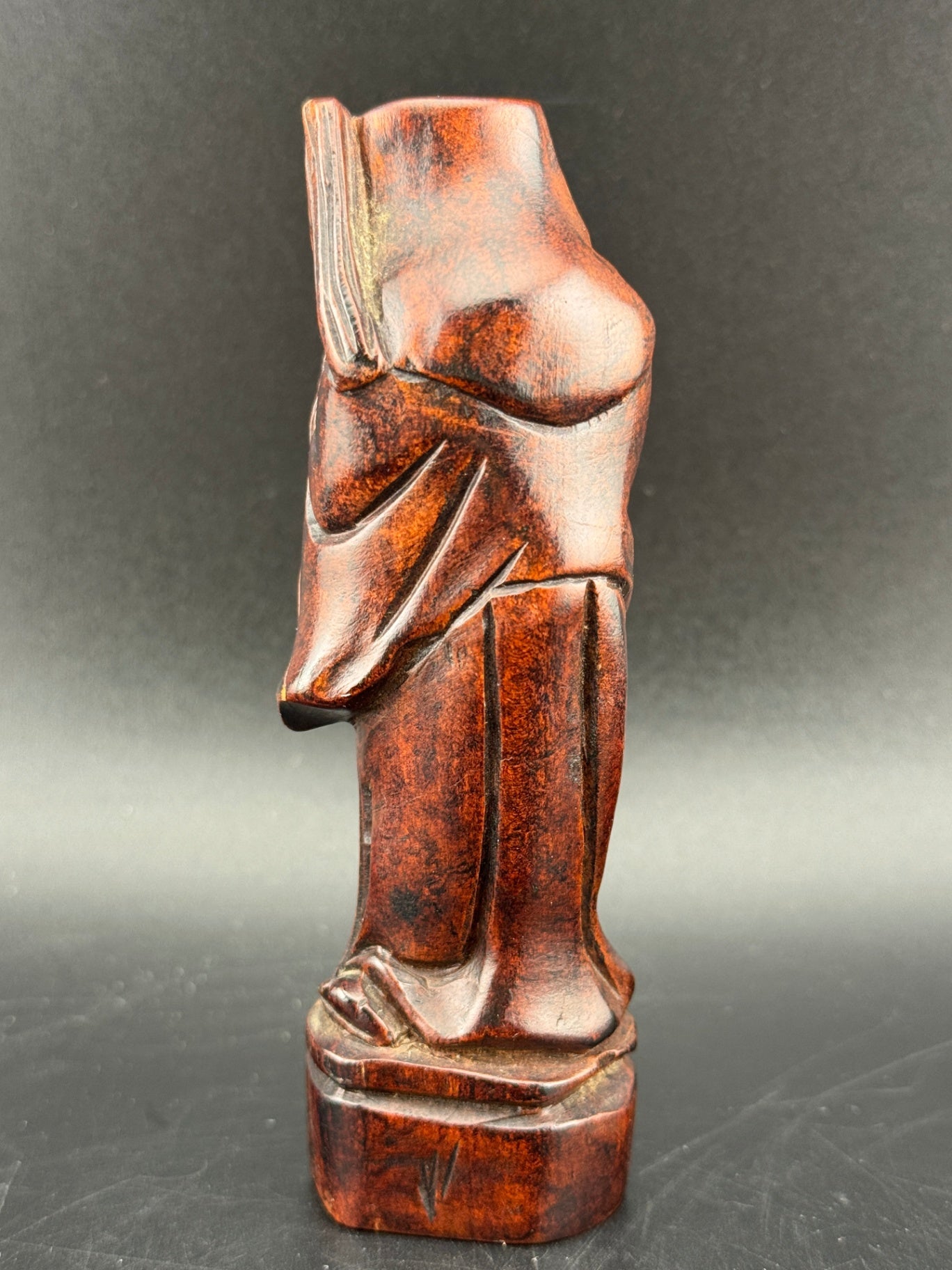 Vintage Carved Wood Figurine of Shou Xing, God of Longevity
