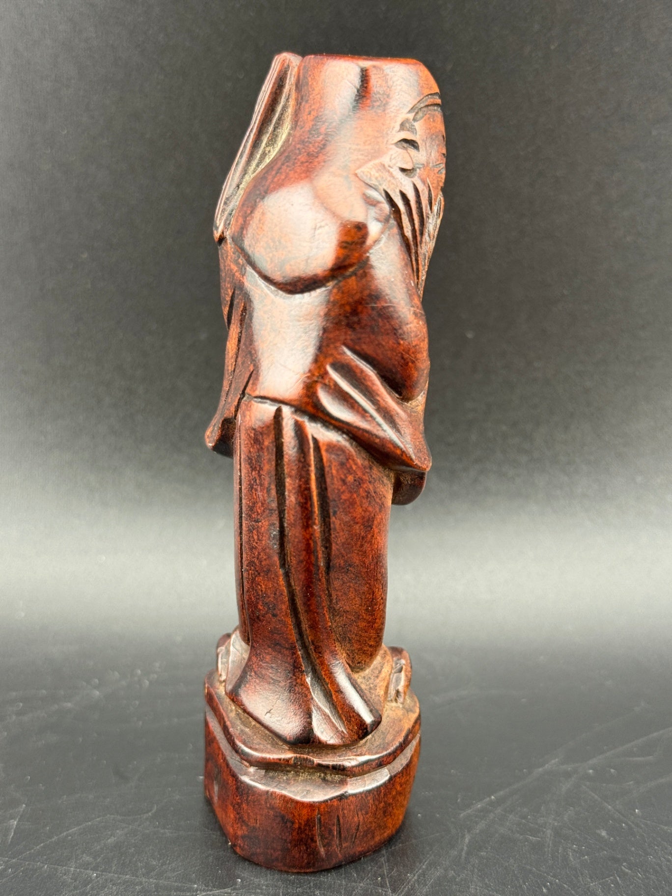Vintage Carved Wood Figurine of Shou Xing, God of Longevity