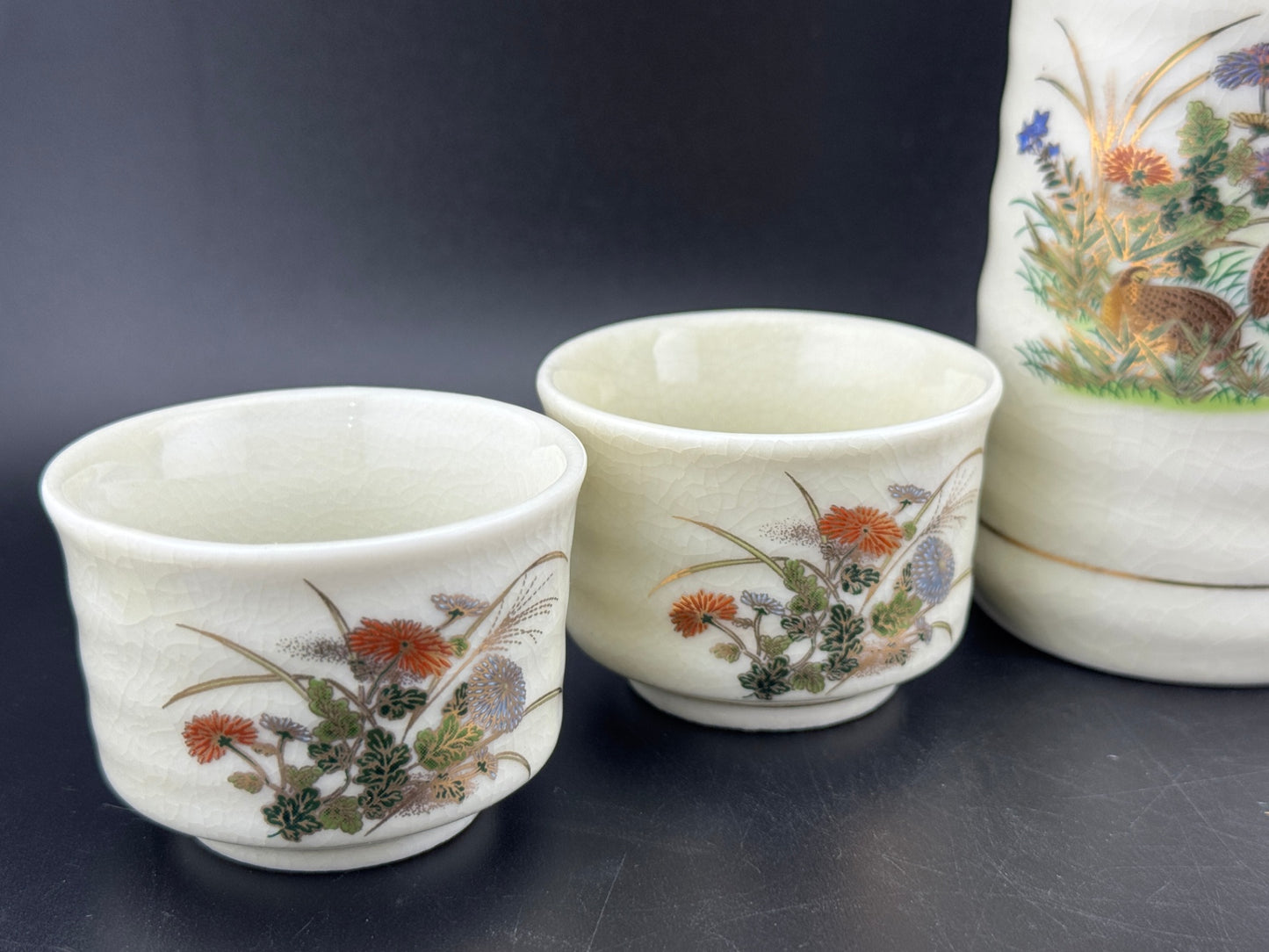 Vintage OMC Sake Set, Guilded Grouse