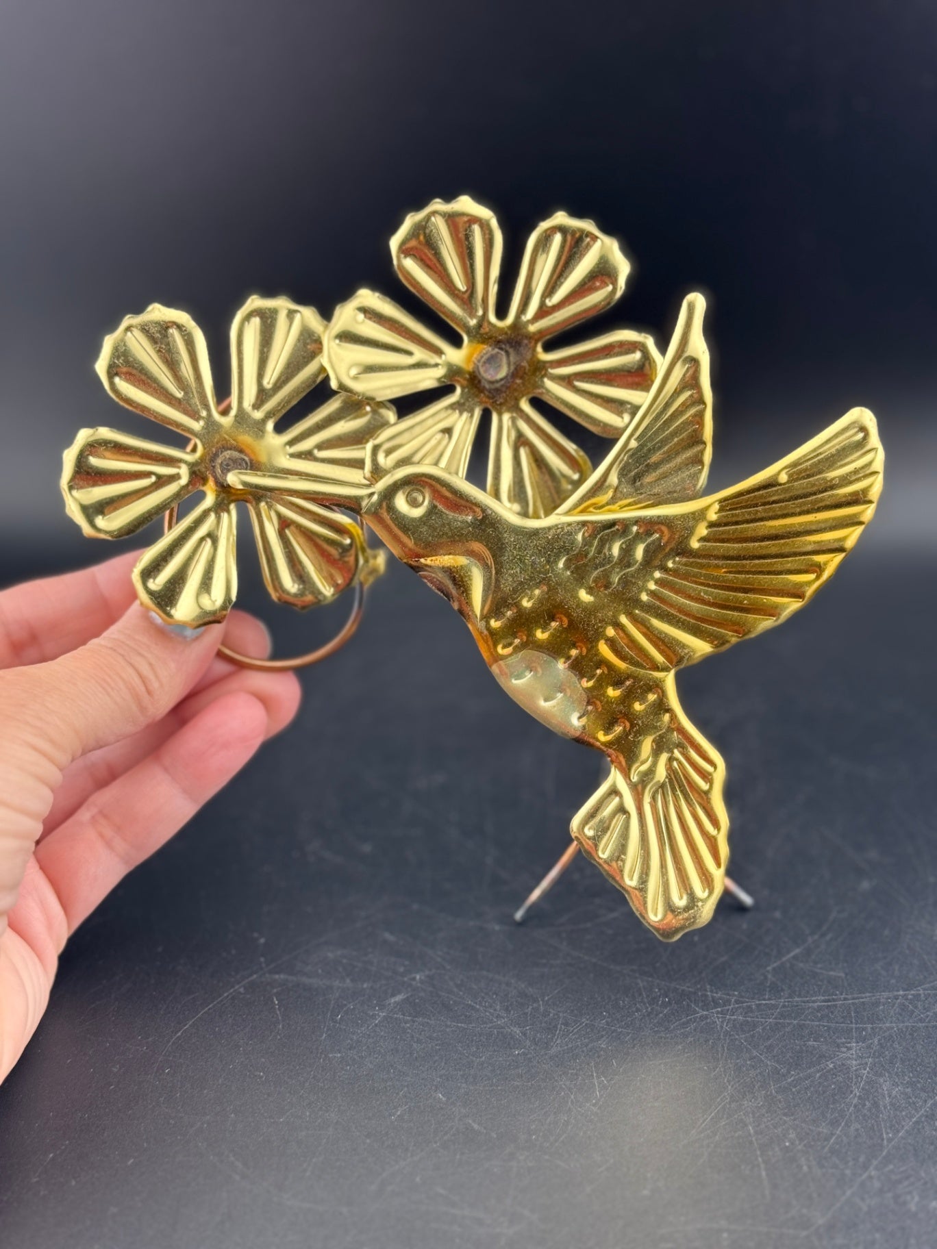 Three-Piece HOMECO Home Interior Brass Hummingbird Wall Hangers