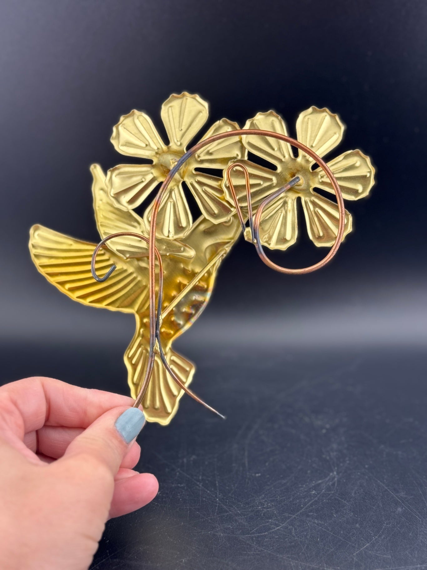 Three-Piece HOMECO Home Interior Brass Hummingbird Wall Hangers