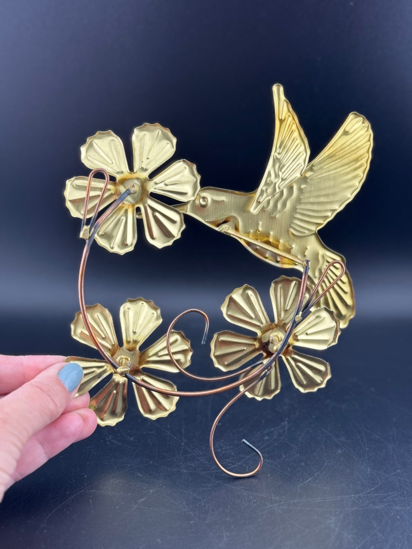Three-Piece HOMECO Home Interior Brass Hummingbird Wall Hangers