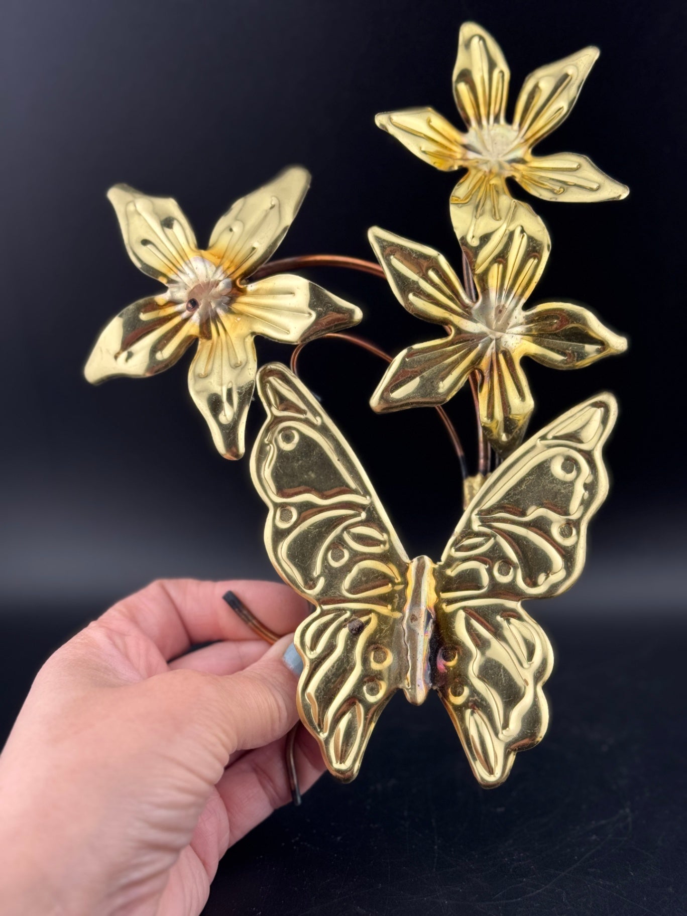 Two-Piece HOMECO Home Interiors Brass Butterfly Wall Decor
