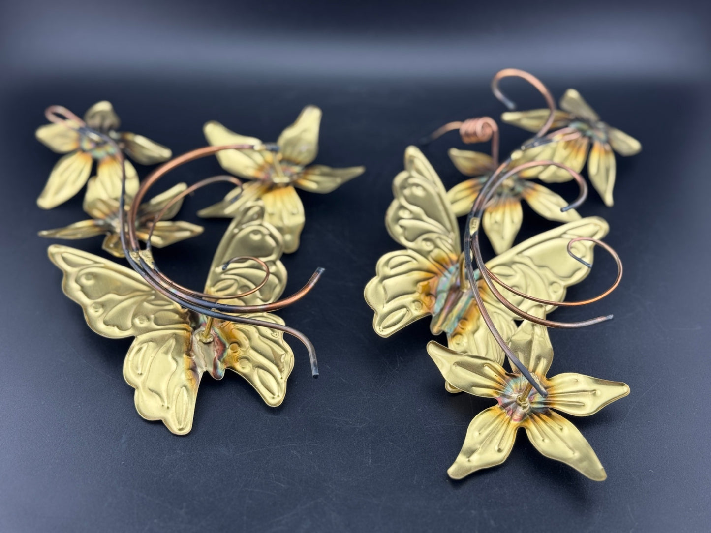 Two-Piece HOMECO Home Interiors Brass Butterfly Wall Decor