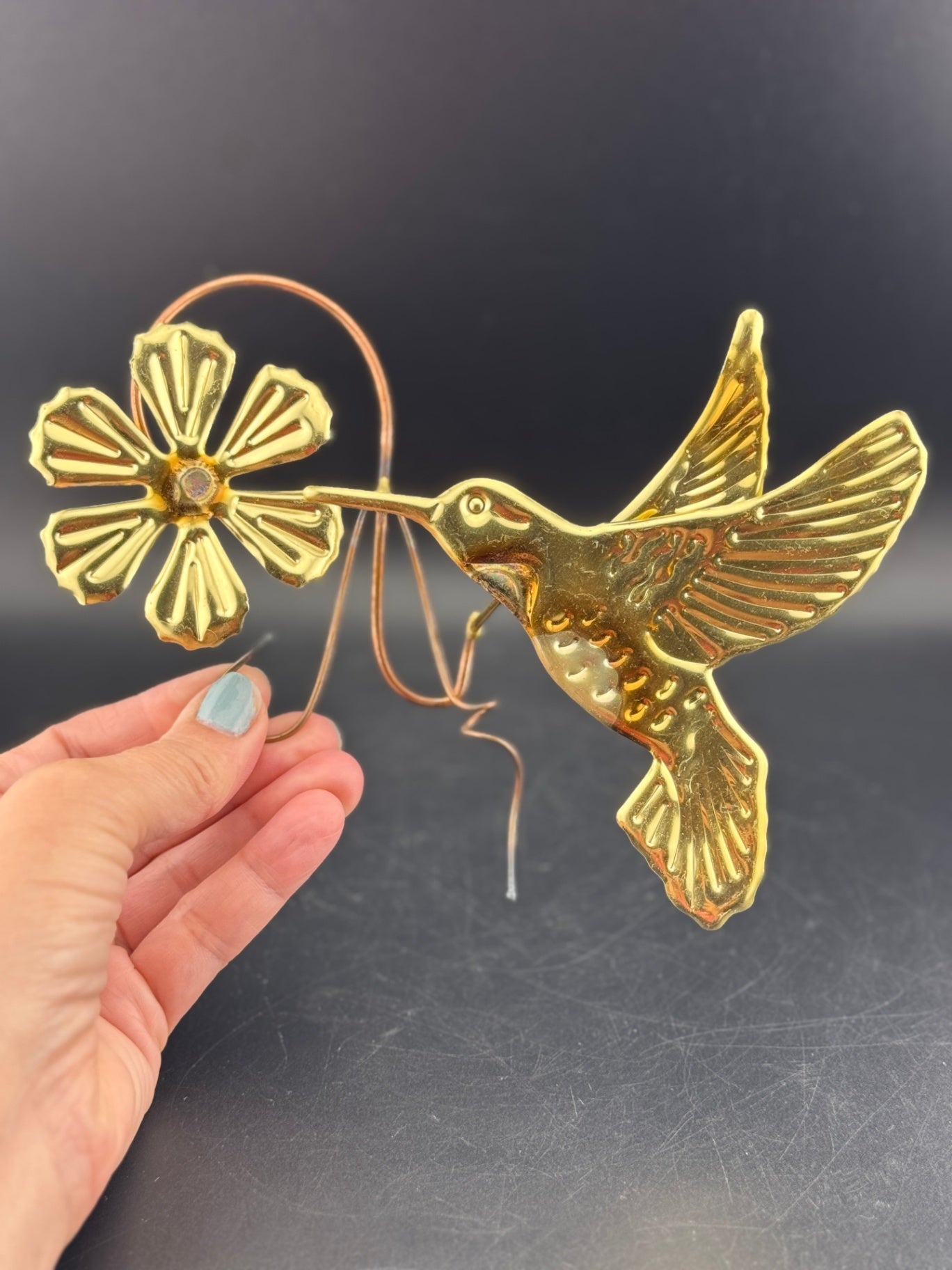 Three-Piece HOMECO Home Interior Brass Hummingbird Wall Hangers