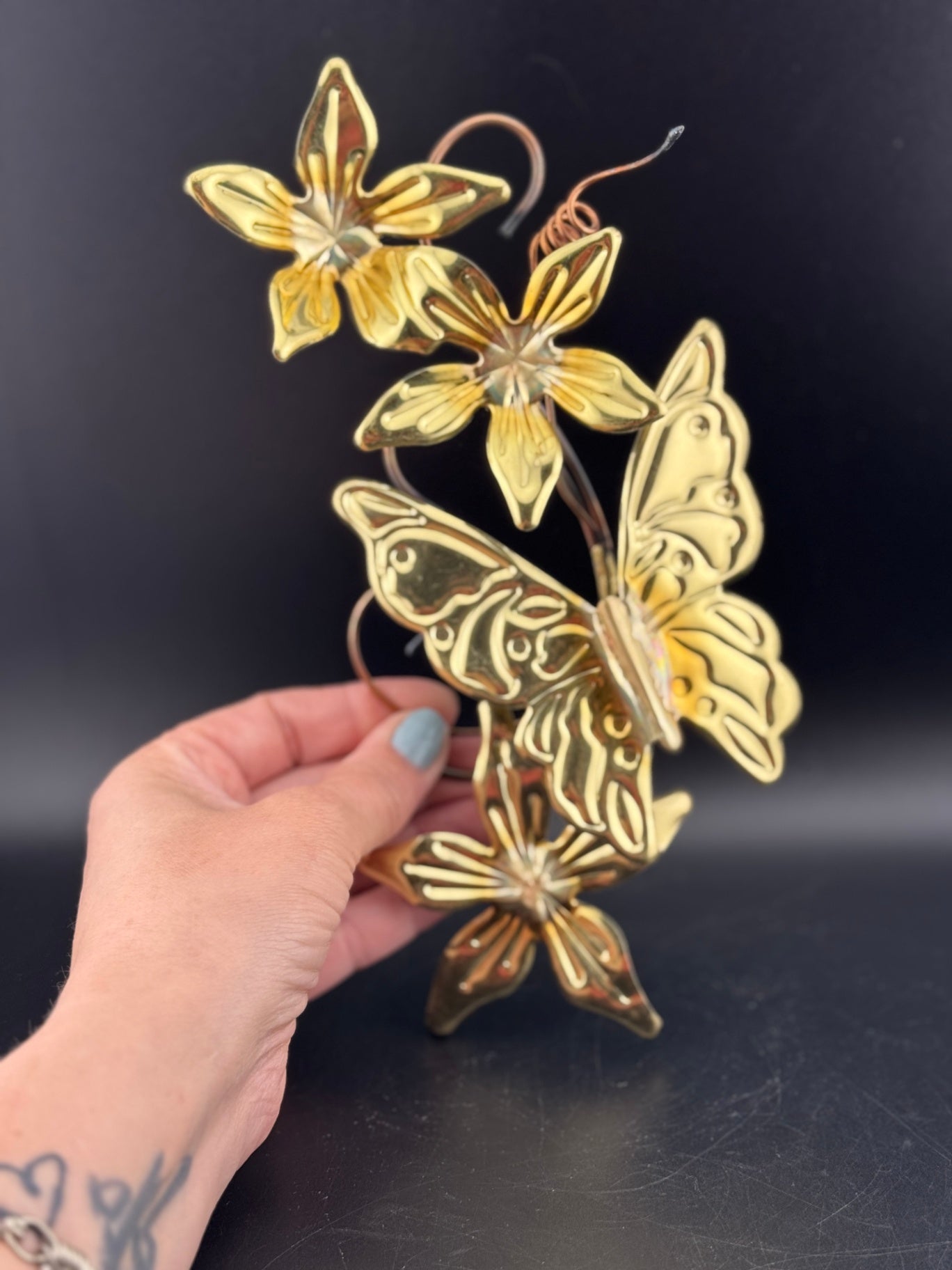 Two-Piece HOMECO Home Interiors Brass Butterfly Wall Decor
